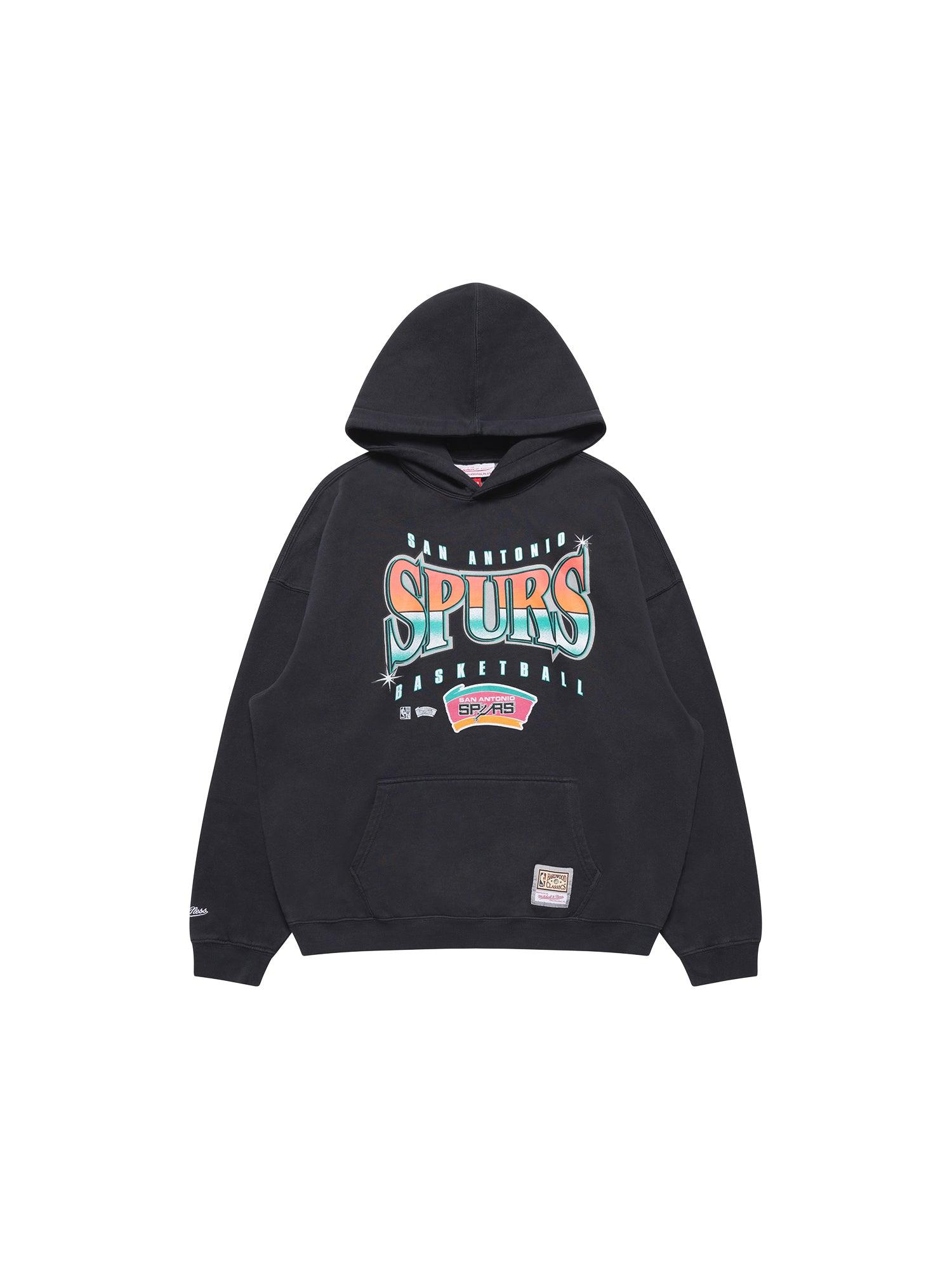 Mitchell And Ness Jumpers San Antonio Spurs Mitchell & Ness NBA Glow Up Vintage Hoodie Jumper - Faded Black