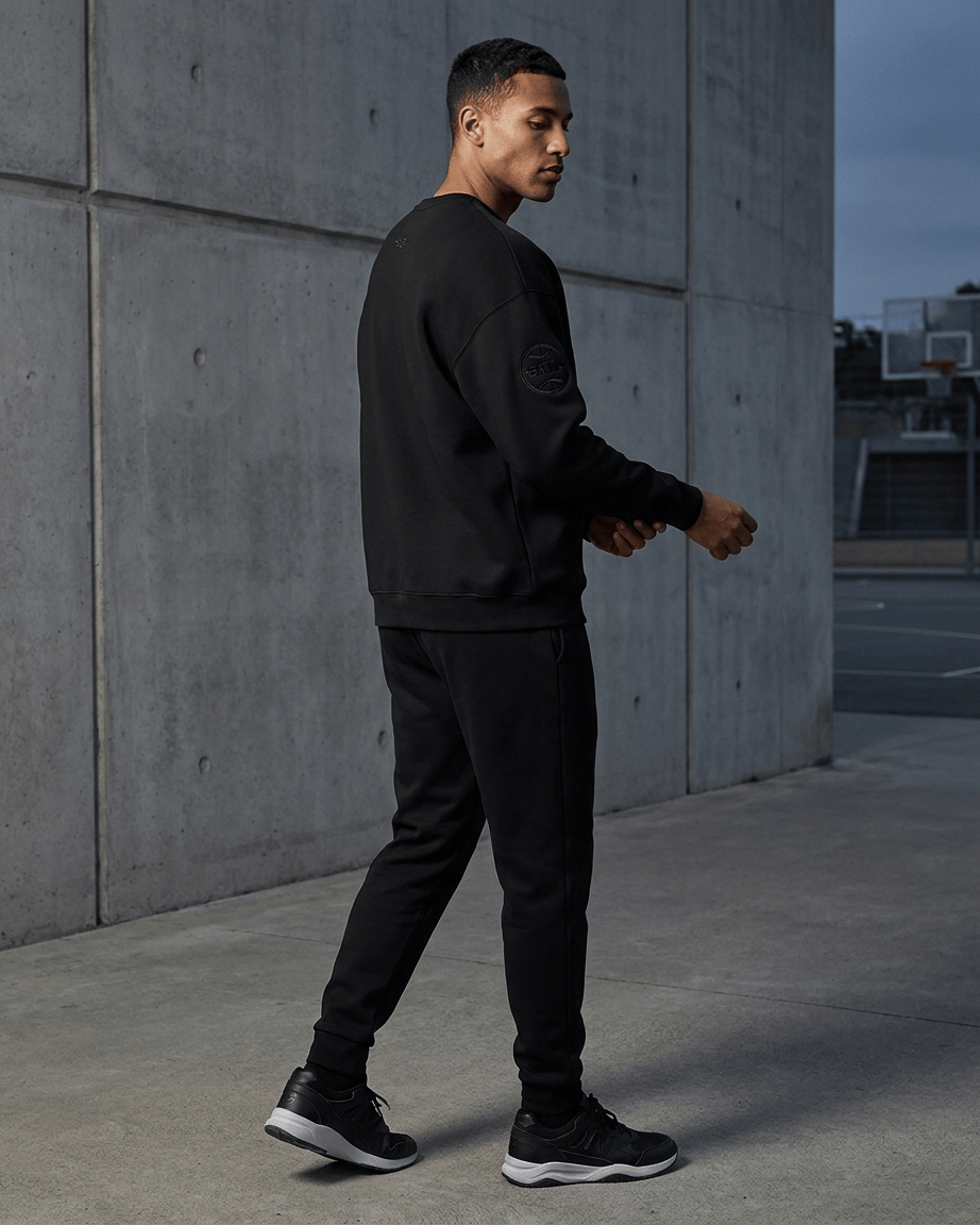 Pro Standard Jumpers San Antonio Spurs Pro Standard NBA Black On Black Drop Shoulder Crewneck