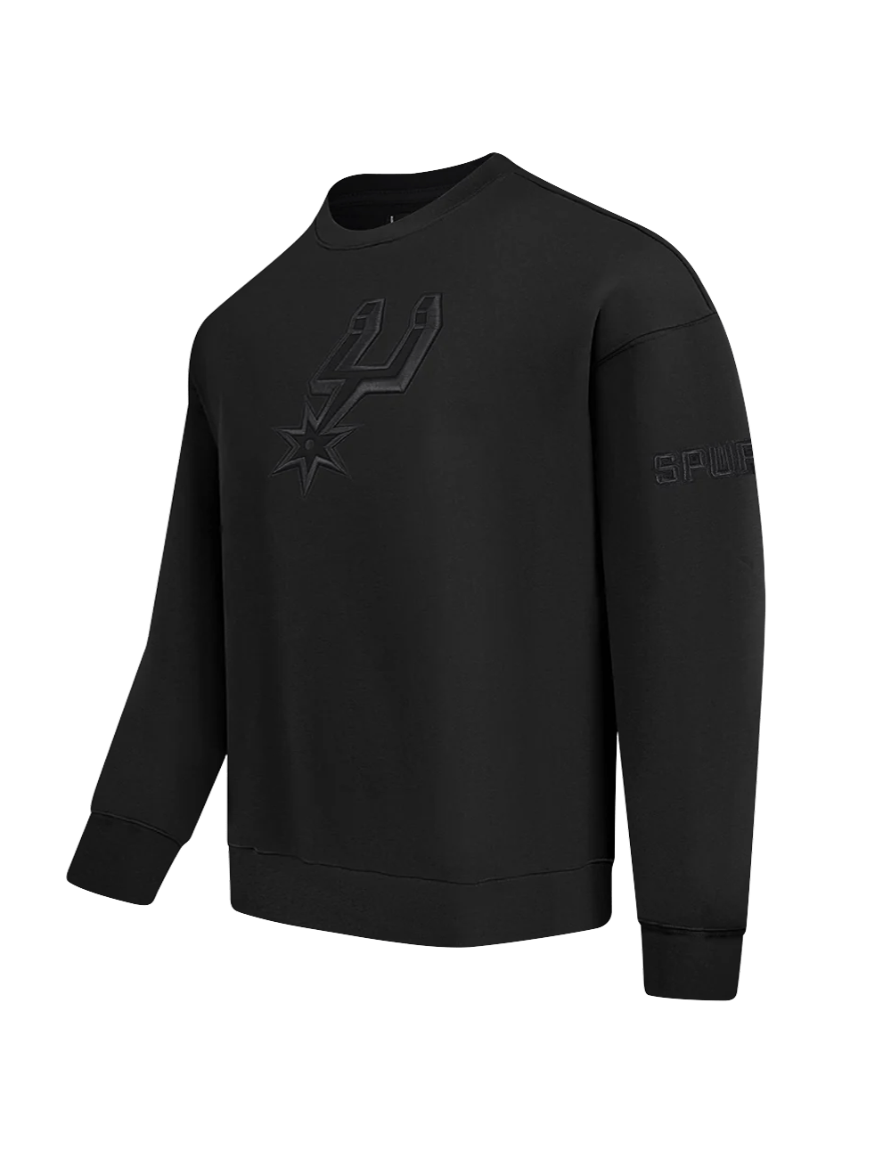 Pro Standard Jumpers San Antonio Spurs Pro Standard NBA Black On Black Drop Shoulder Crewneck