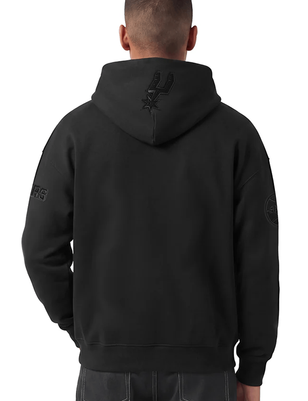Pro Standard Jumpers San Antonio Spurs Pro Standard NBA Black On Black Drop Shoulder Hoodie Jumper