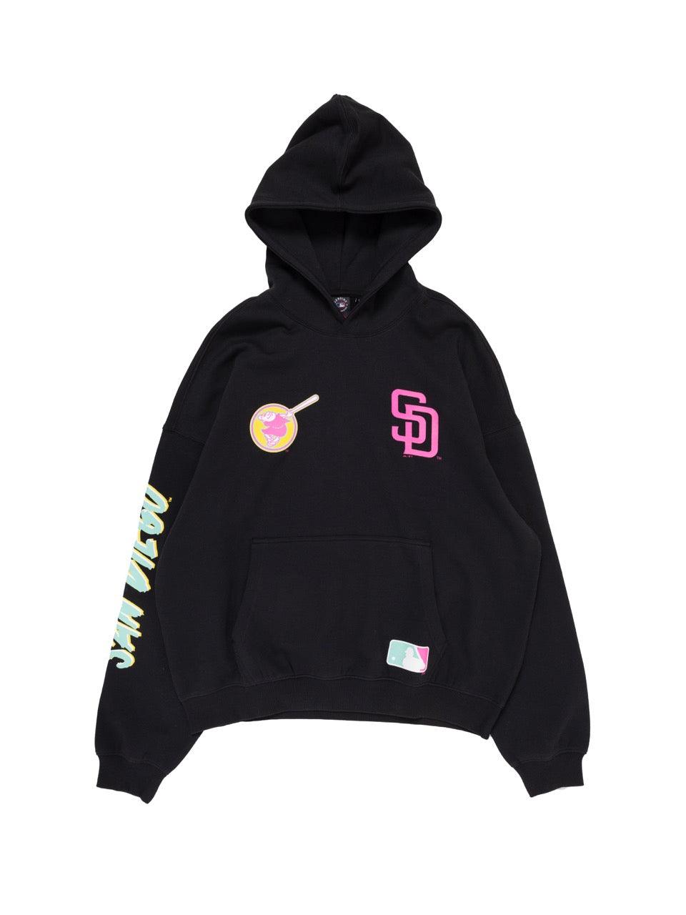 Majestic Athletic Jumpers San Diego Padres Majestic MLB City Crest Oversize Hoodie Jumper - Faded Black