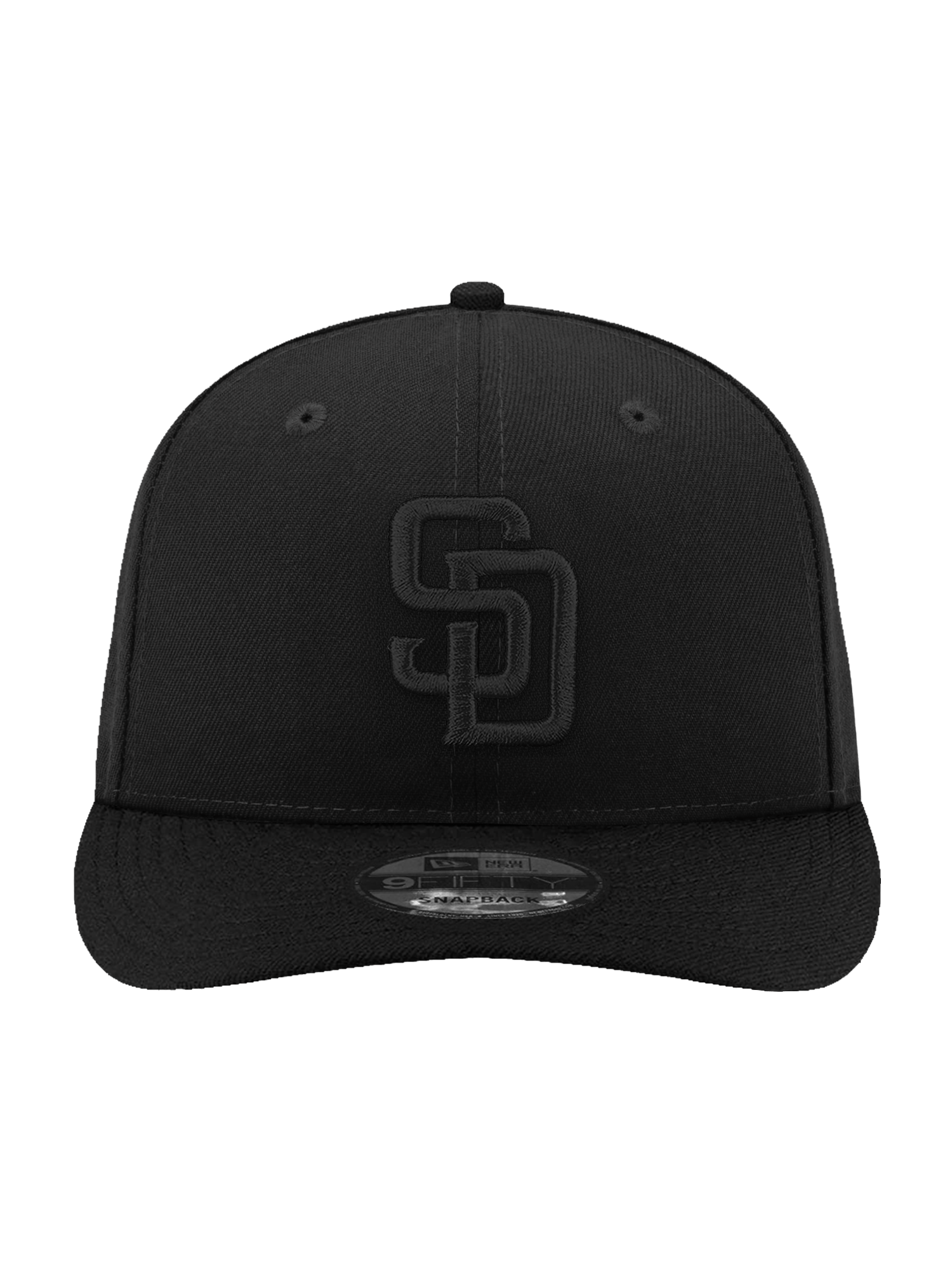 New Era Caps OSFA San Diego Padres New Era MLB Black On Black 9FIFTY Pre-Curved Snapback Hat
