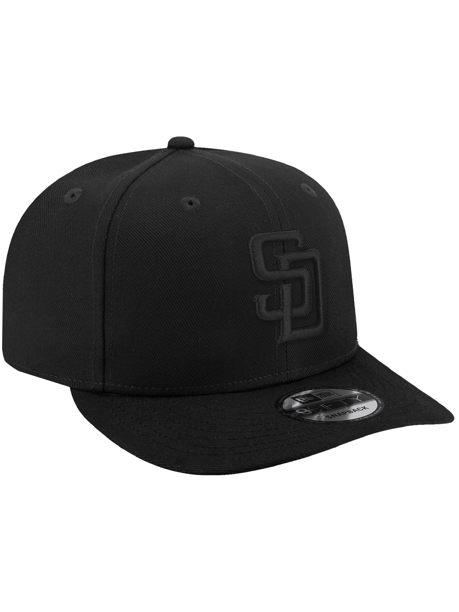 New Era Caps OSFA San Diego Padres New Era MLB Black On Black 9FIFTY Pre-Curved Snapback Hat