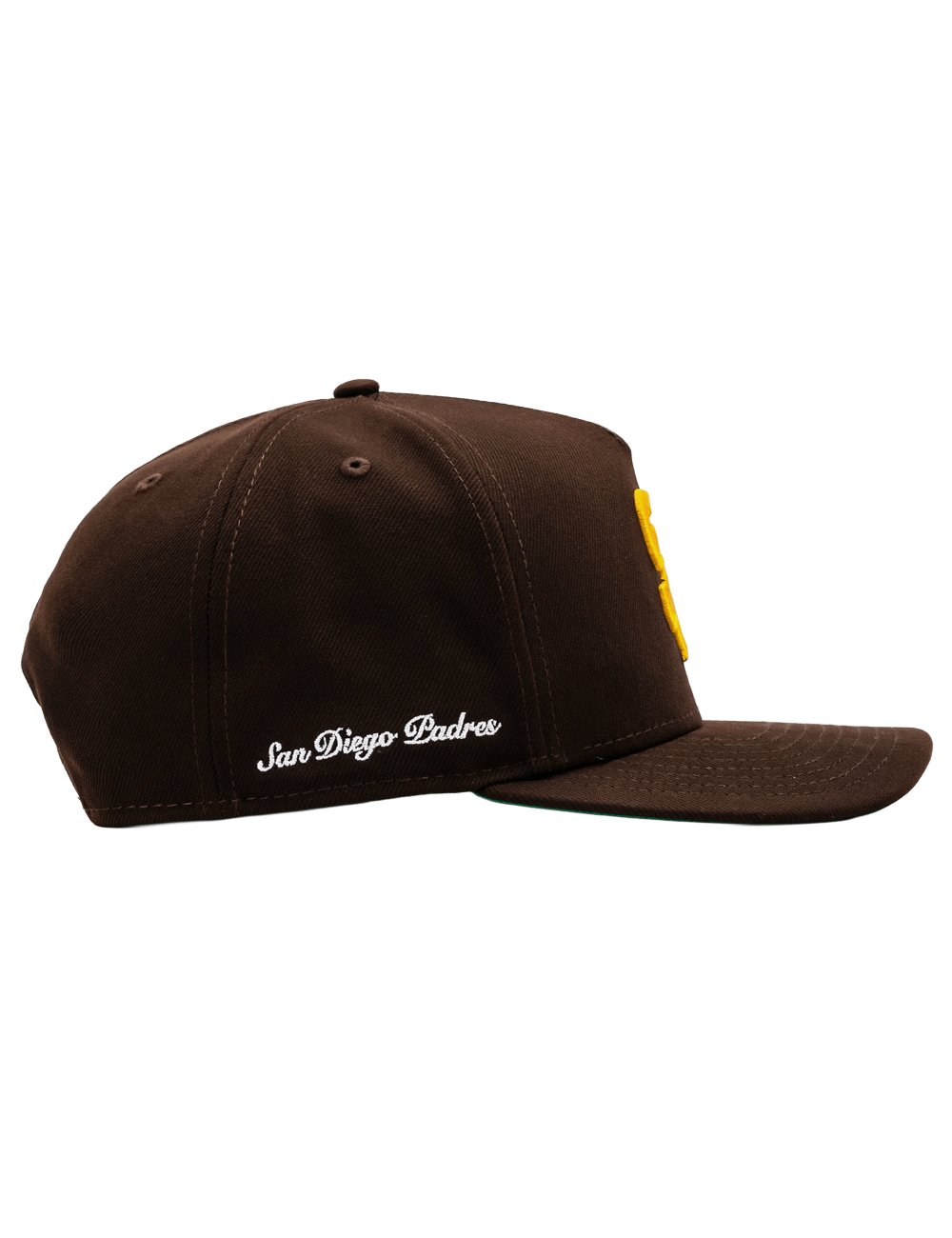 New Era Caps San Diego Padres New Era MLB Side Script 9FIFTY A-Frame Pre-Curved Snapback Hat - Brown
