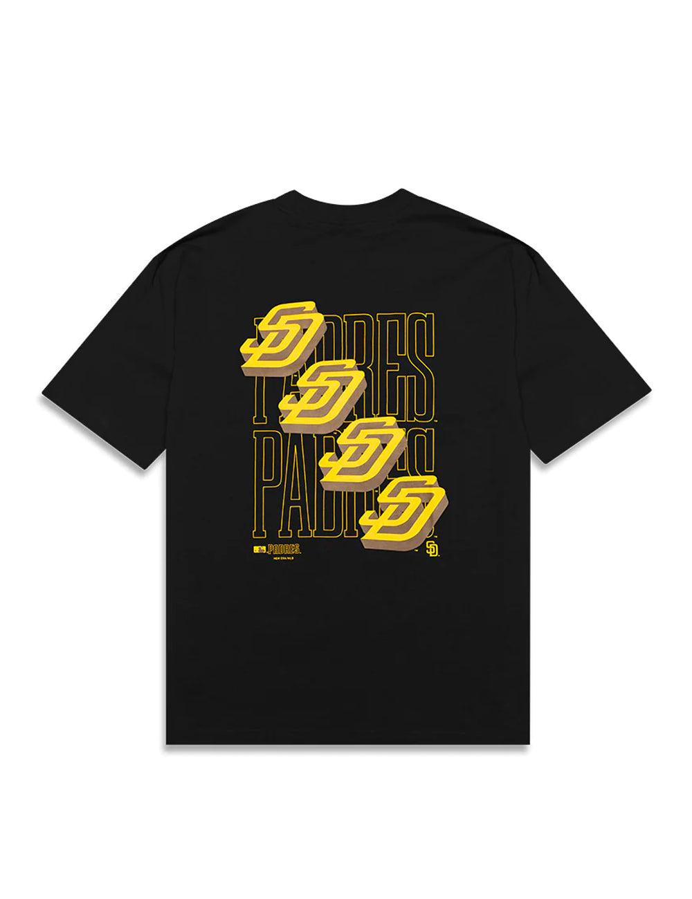 New Era T-Shirts San Diego Padres New Era MLB Stacked Oversized T-Shirt - Black