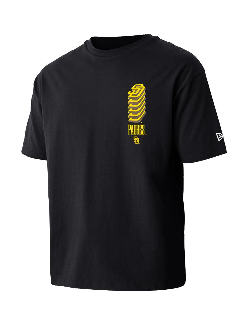 New Era T-Shirts San Diego Padres New Era MLB Stacked Oversized T-Shirt - Black