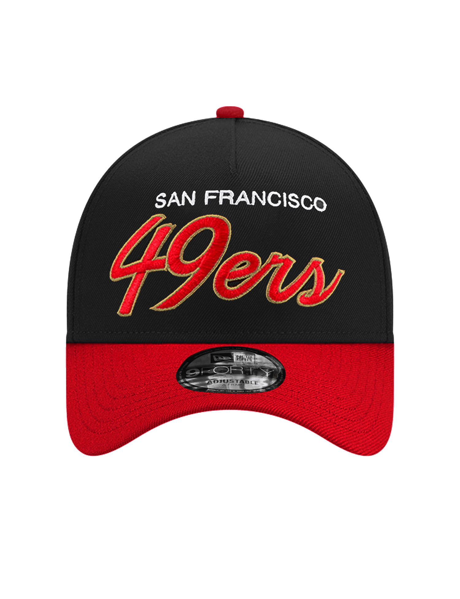 New Era Caps San Francisco 49ers New Era NFL 2T Script 9FORTY A-Frame Snapback Hat - Black