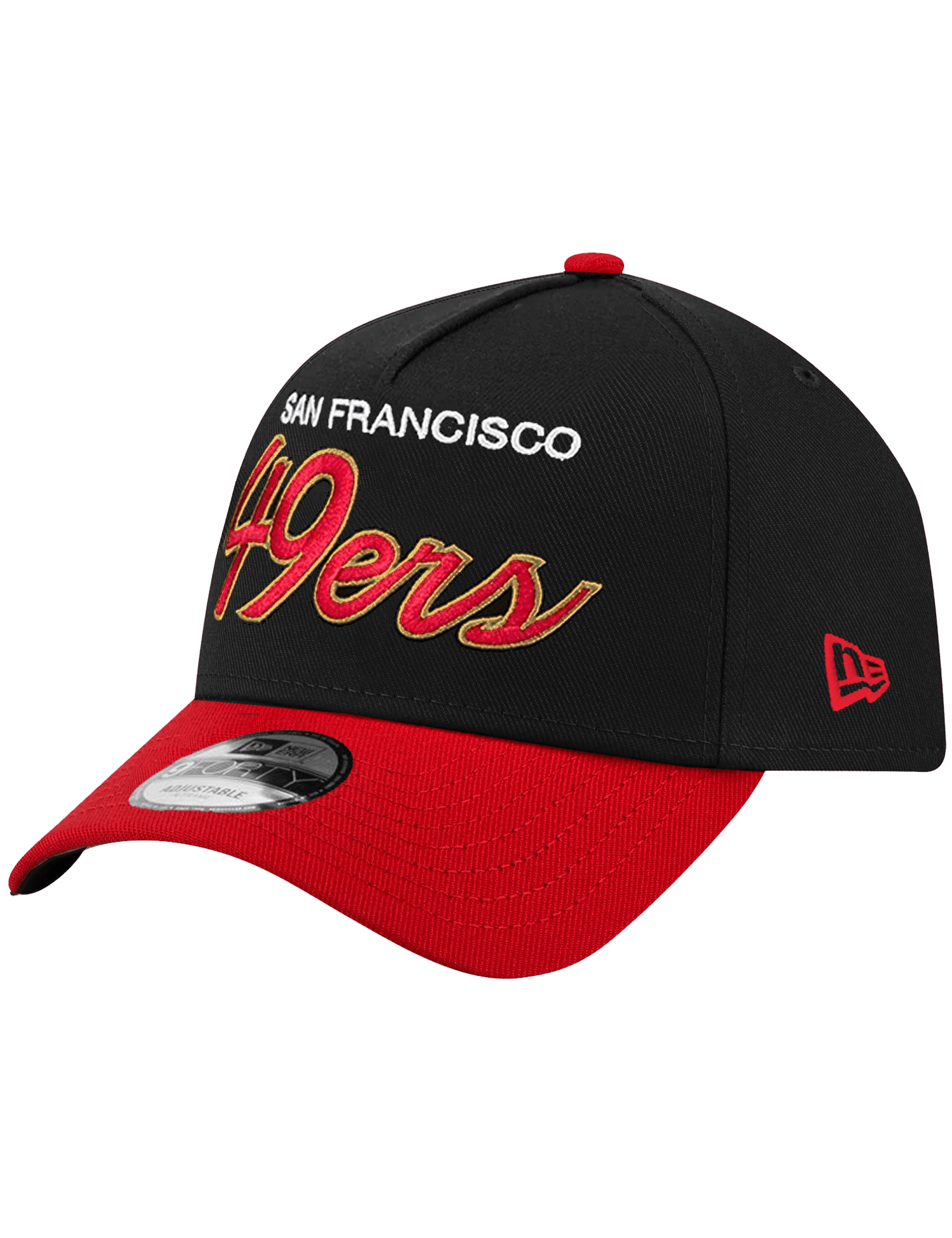 New Era Caps San Francisco 49ers New Era NFL 2T Script 9FORTY A-Frame Snapback Hat - Black