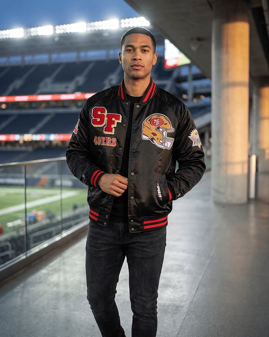 Pro Standard Jackets San Francisco 49ers Pro Standard NFL Mash Up Rib Satin Jacket - Black