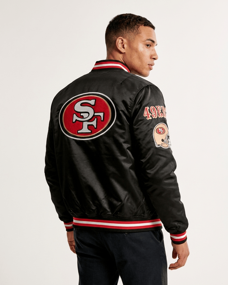 Pro Standard Jackets San Francisco 49ers Pro Standard NFL Mash Up Rib Satin Jacket - Black