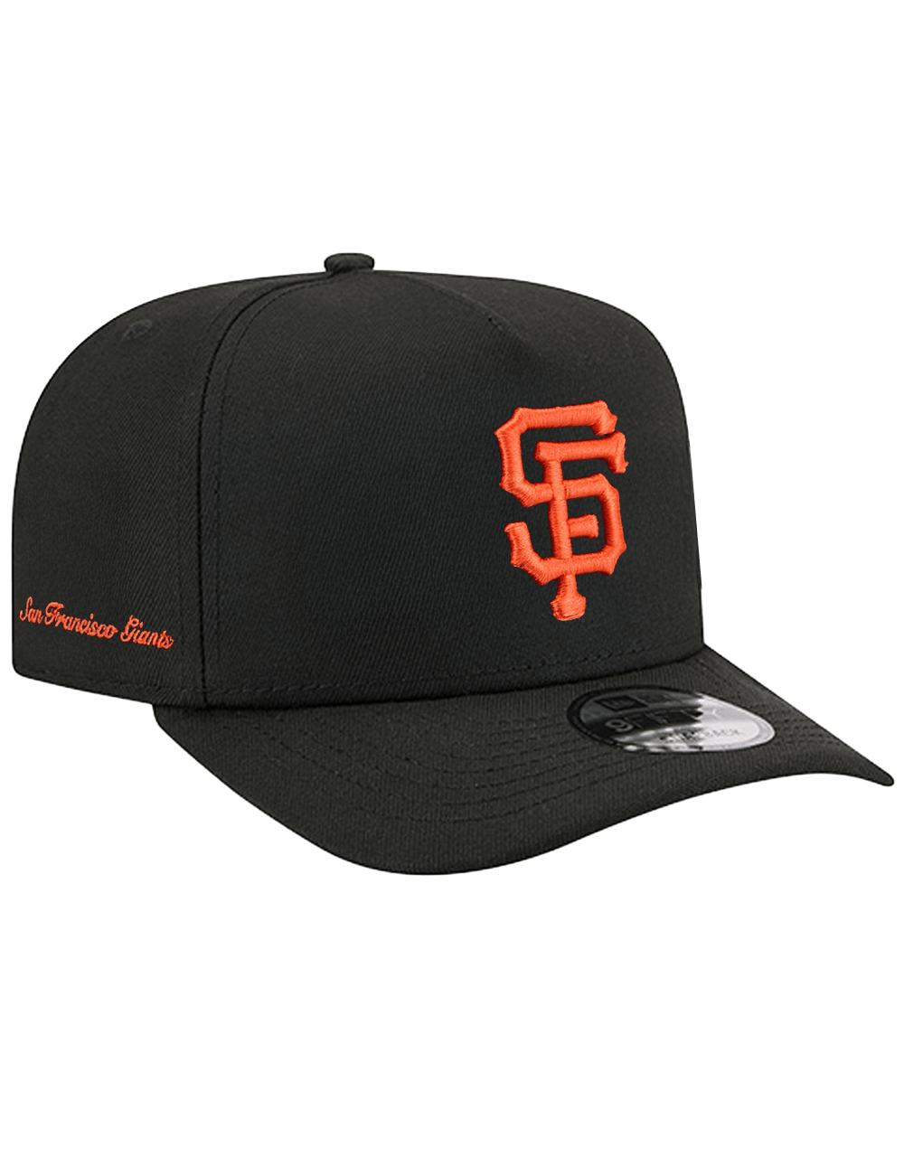 New Era Caps San Francisco Giants New Era MLB Side Script 9FIFTY A-Frame Pre-Curved Snapback Hat - Black