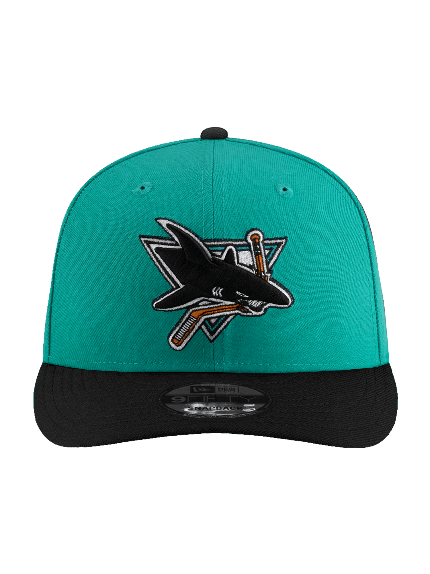 New Era Caps OSFA San Jose Sharks New Era NHL Throwback 9FIFTY Pre-Curved Snapback Hat - Teal/Black