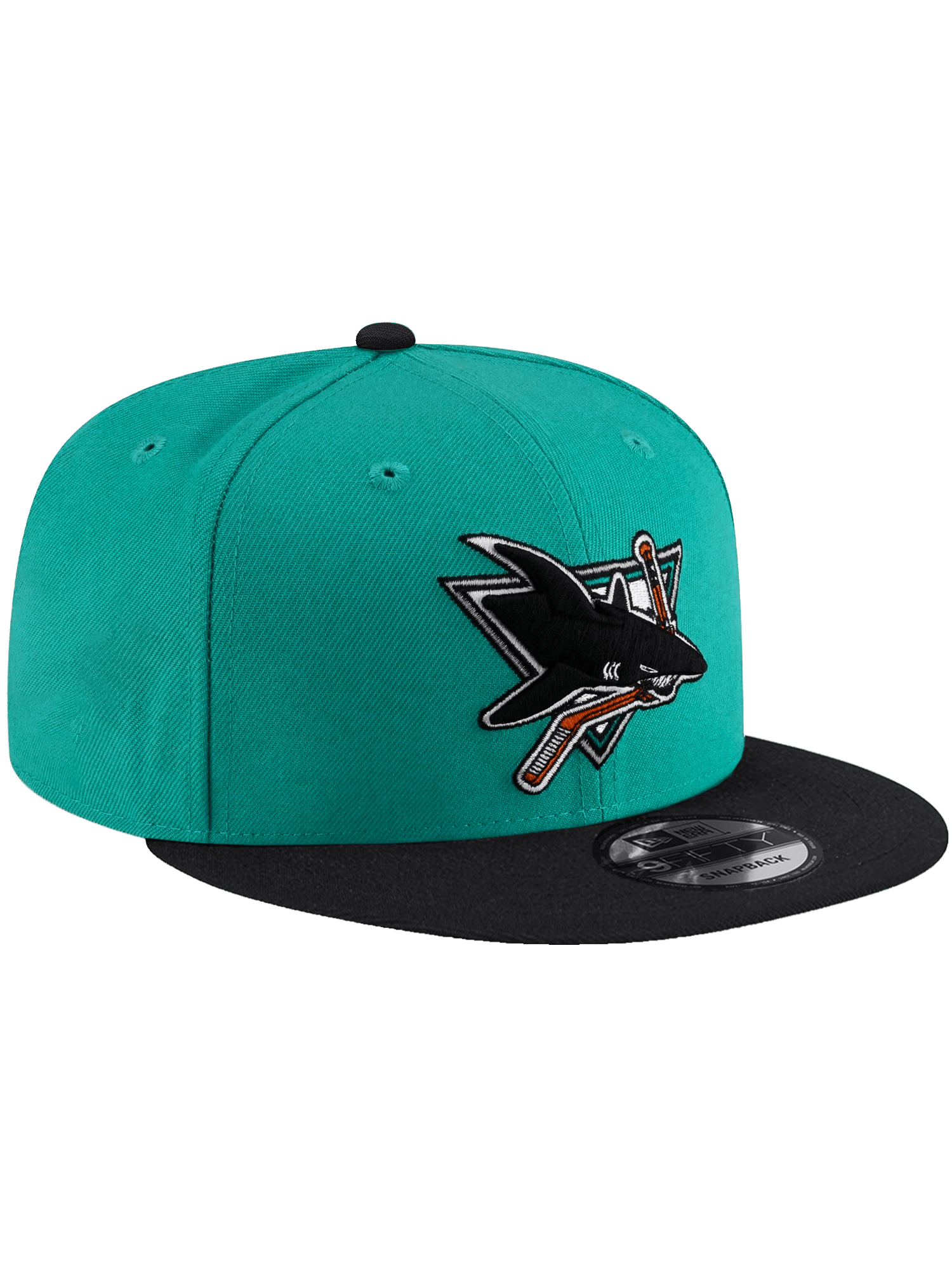 New Era Caps OSFA San Jose Sharks New Era NHL Throwback 9FIFTY Snapback Hat - Teal/Black