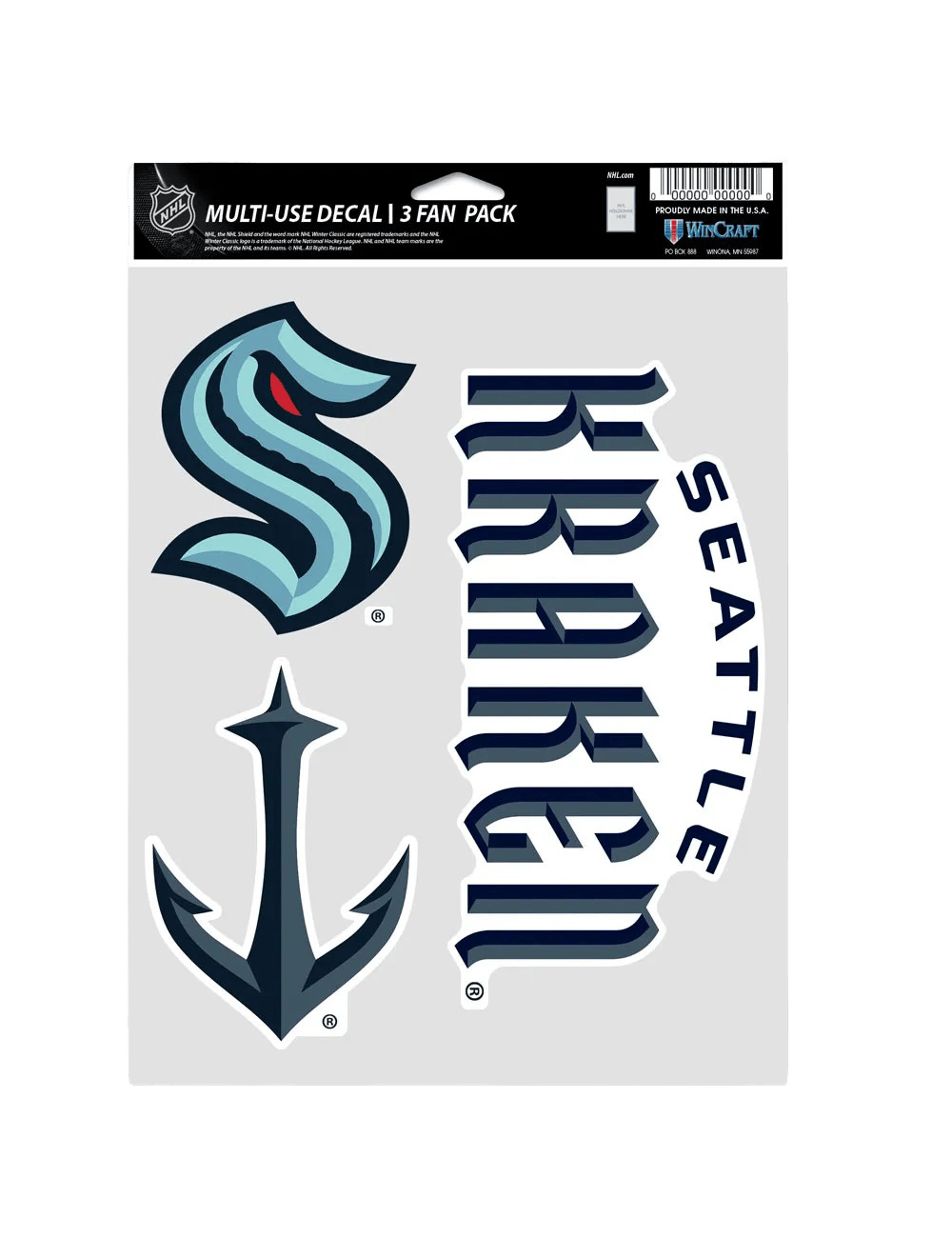 Wincraft Accessories Seattle Kraken Wincraft NHL Team 3 Piece 5” x 7” Decal Set