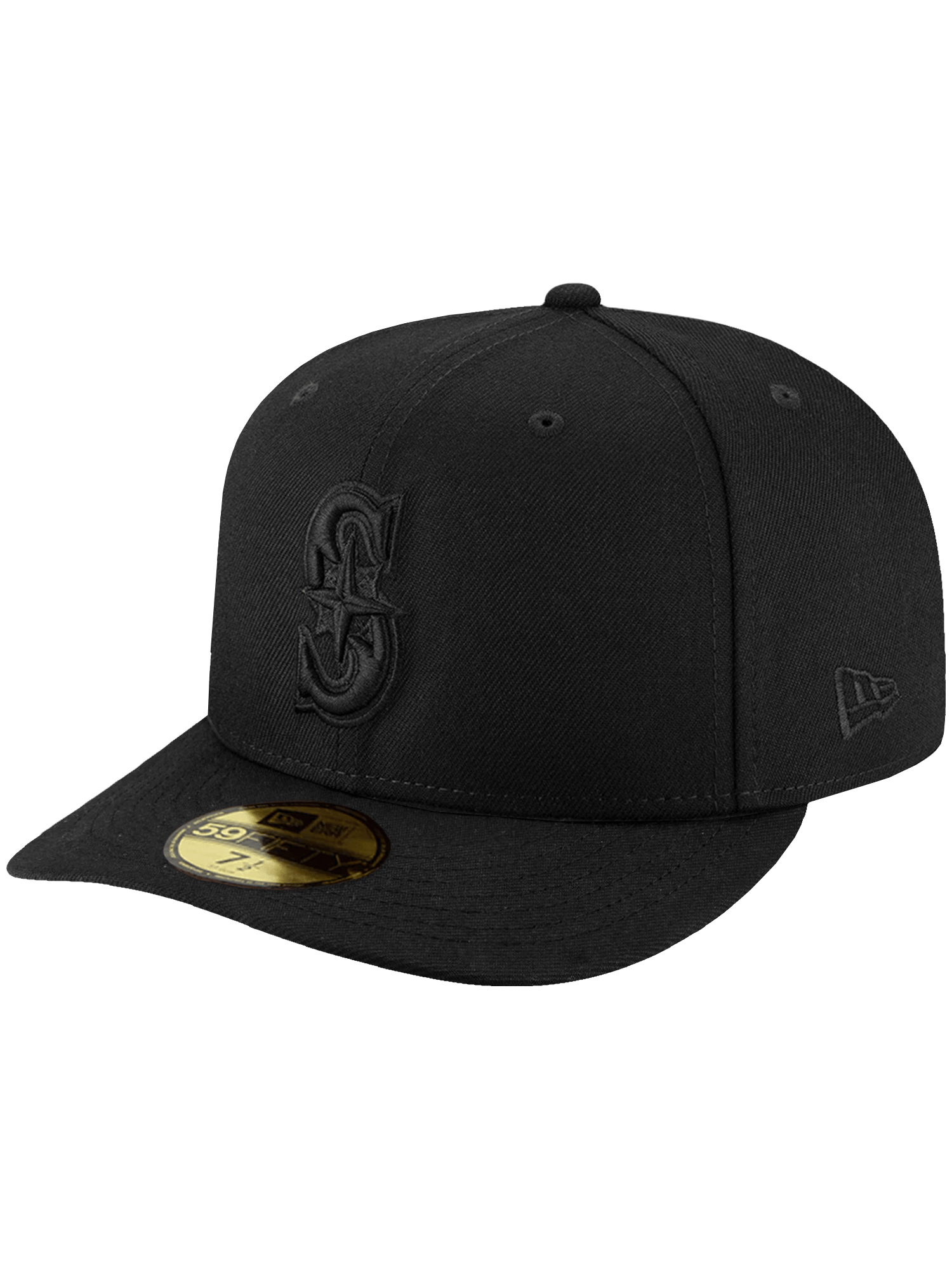 New Era Caps Seattle Mariners New Era MLB Black On Black 59FIFTY Pre-Curved Fitted Hat