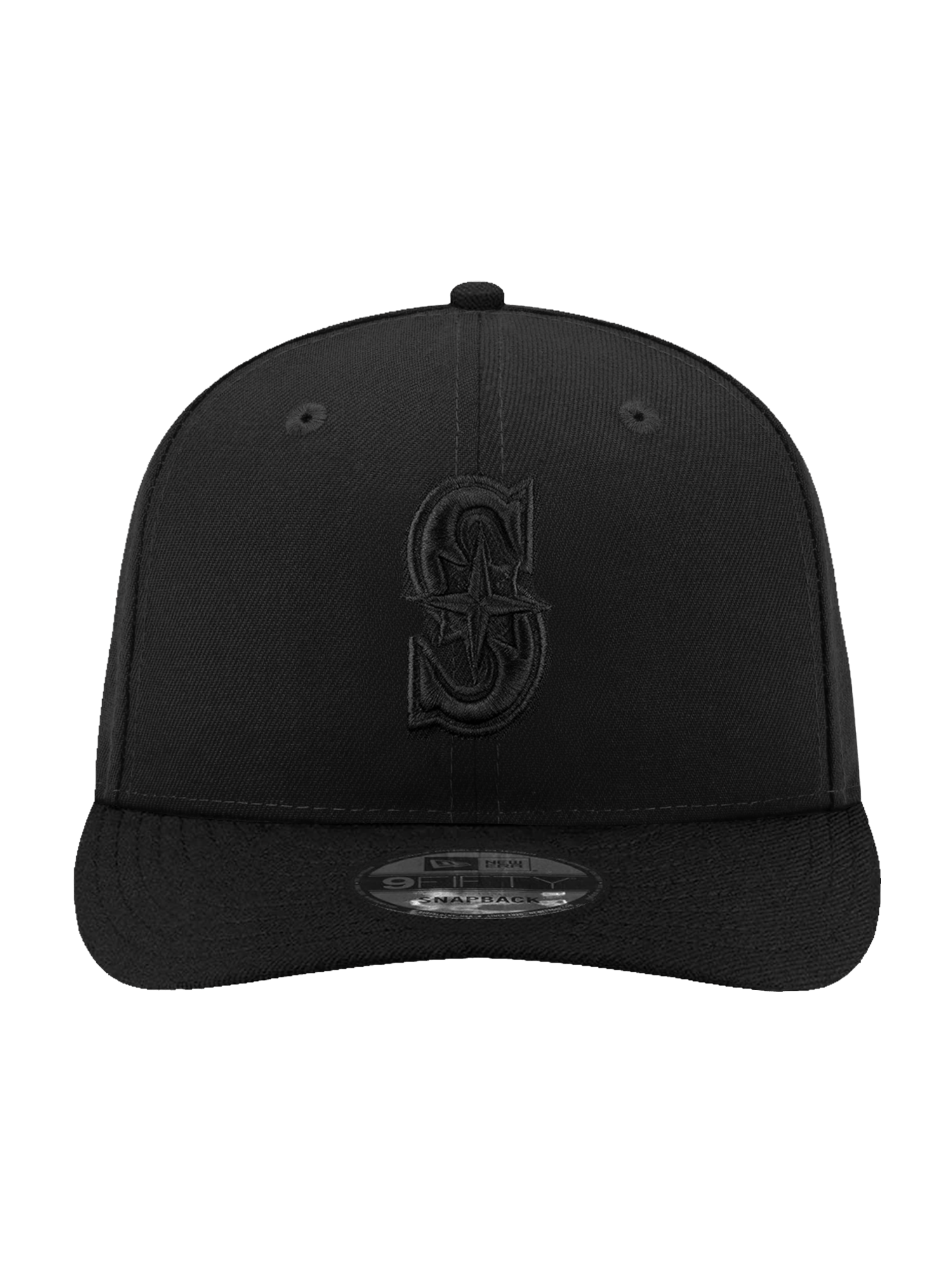 New Era Caps OSFA Seattle Mariners New Era MLB Black On Black 9FIFTY Pre-Curved Snapback Hat