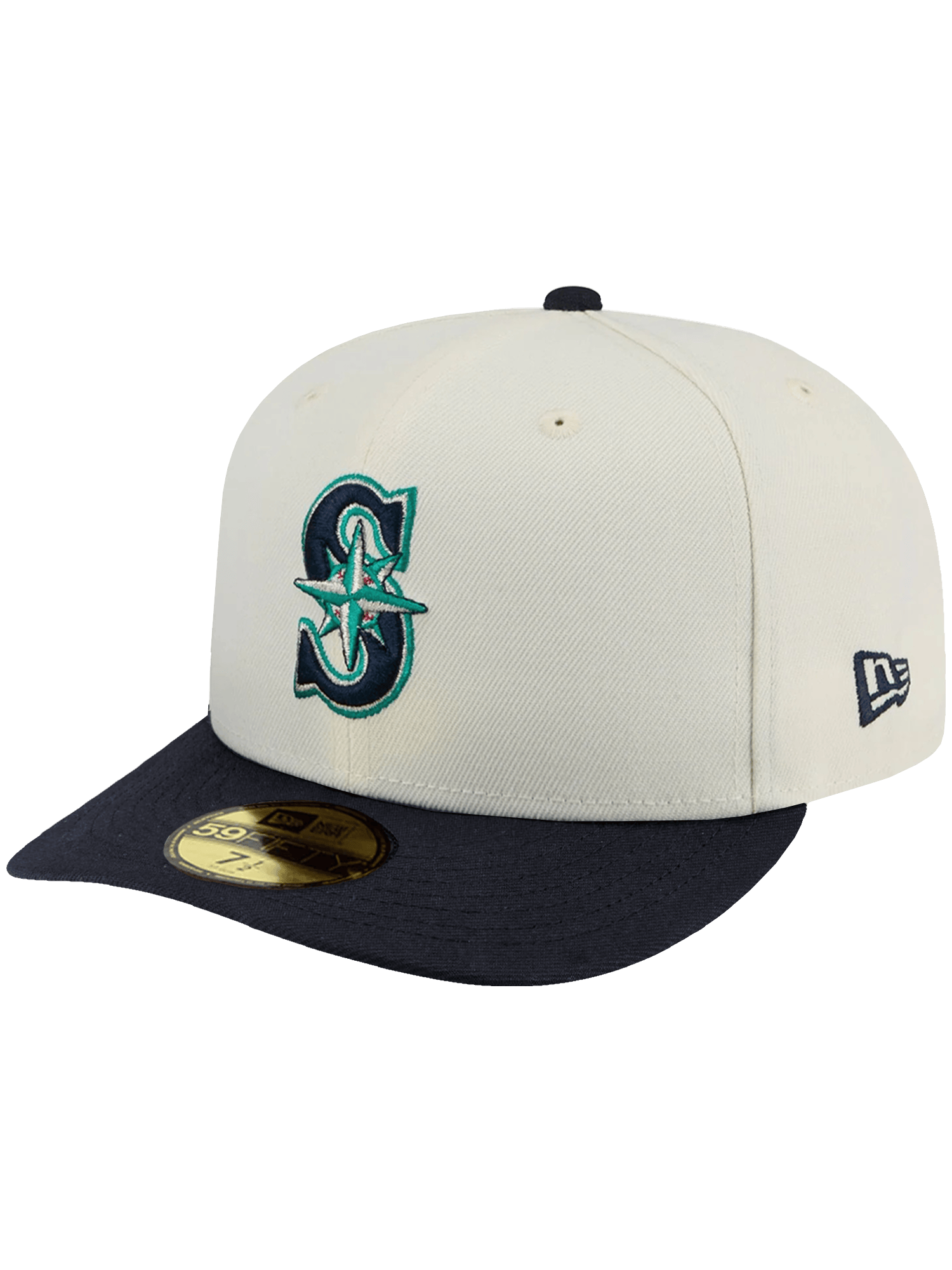 New Era Caps Seattle Mariners New Era MLB Team 2 Tone 59FIFTY Pre-Curved Fitted Hat - Chrome