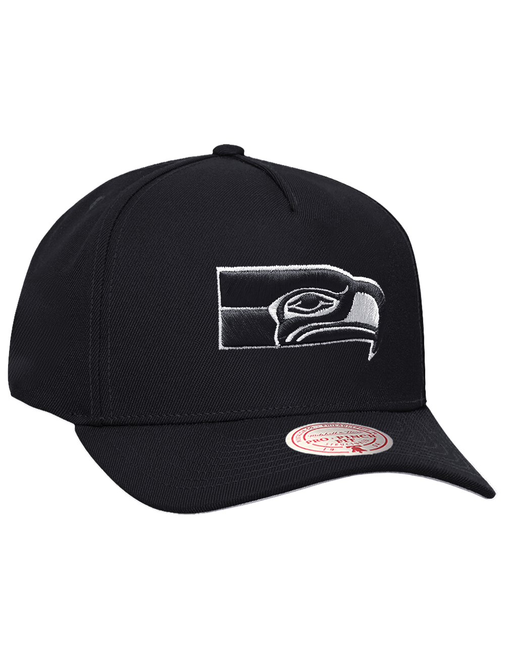 Mitchell And Ness Caps OSFM Seattle Seahawks Mitchell & Ness NFL Throwback Monochrome Pro Pinch Snapback Hat - Black