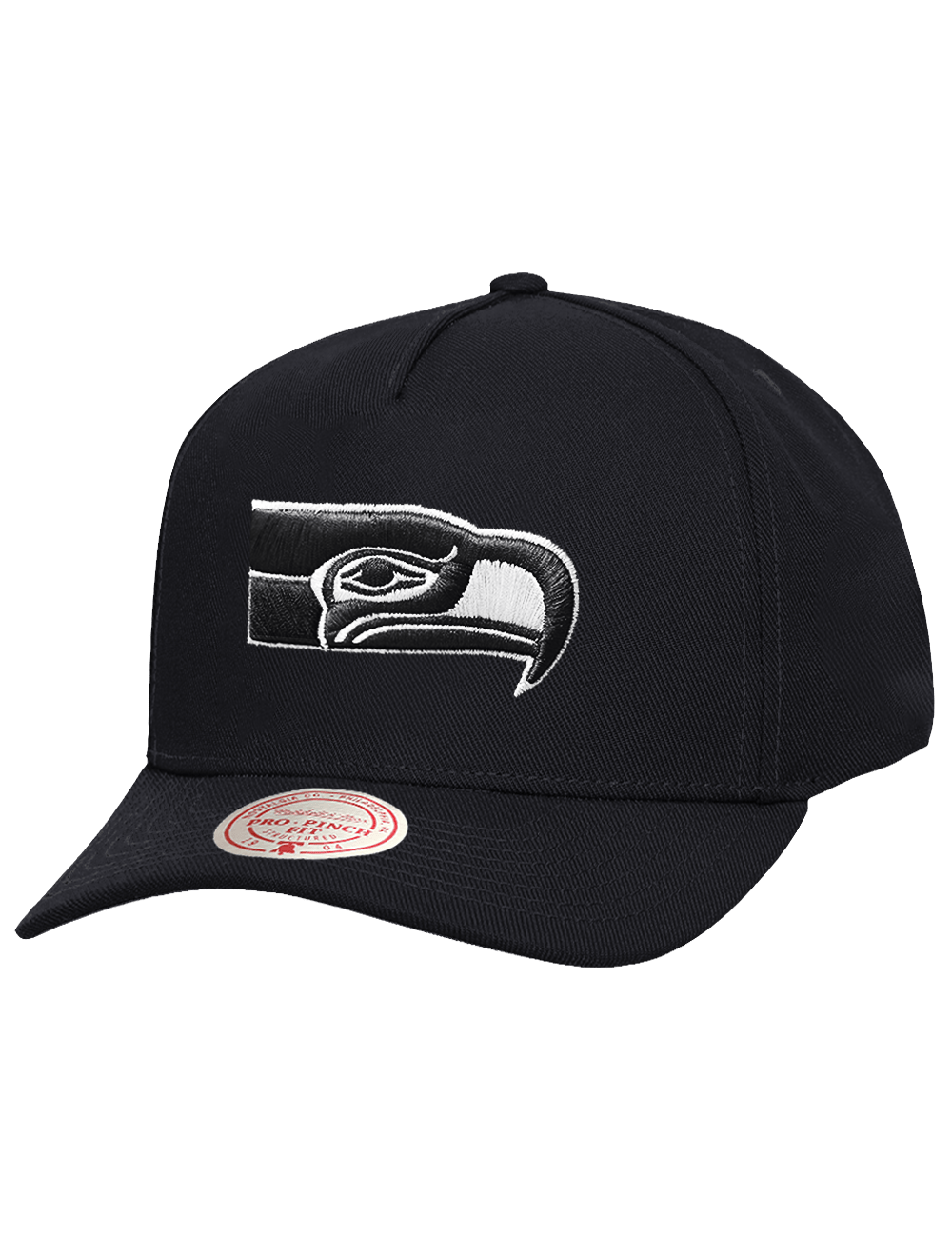 Mitchell And Ness Caps OSFM Seattle Seahawks Mitchell & Ness NFL Throwback Monochrome Pro Pinch Snapback Hat - Black