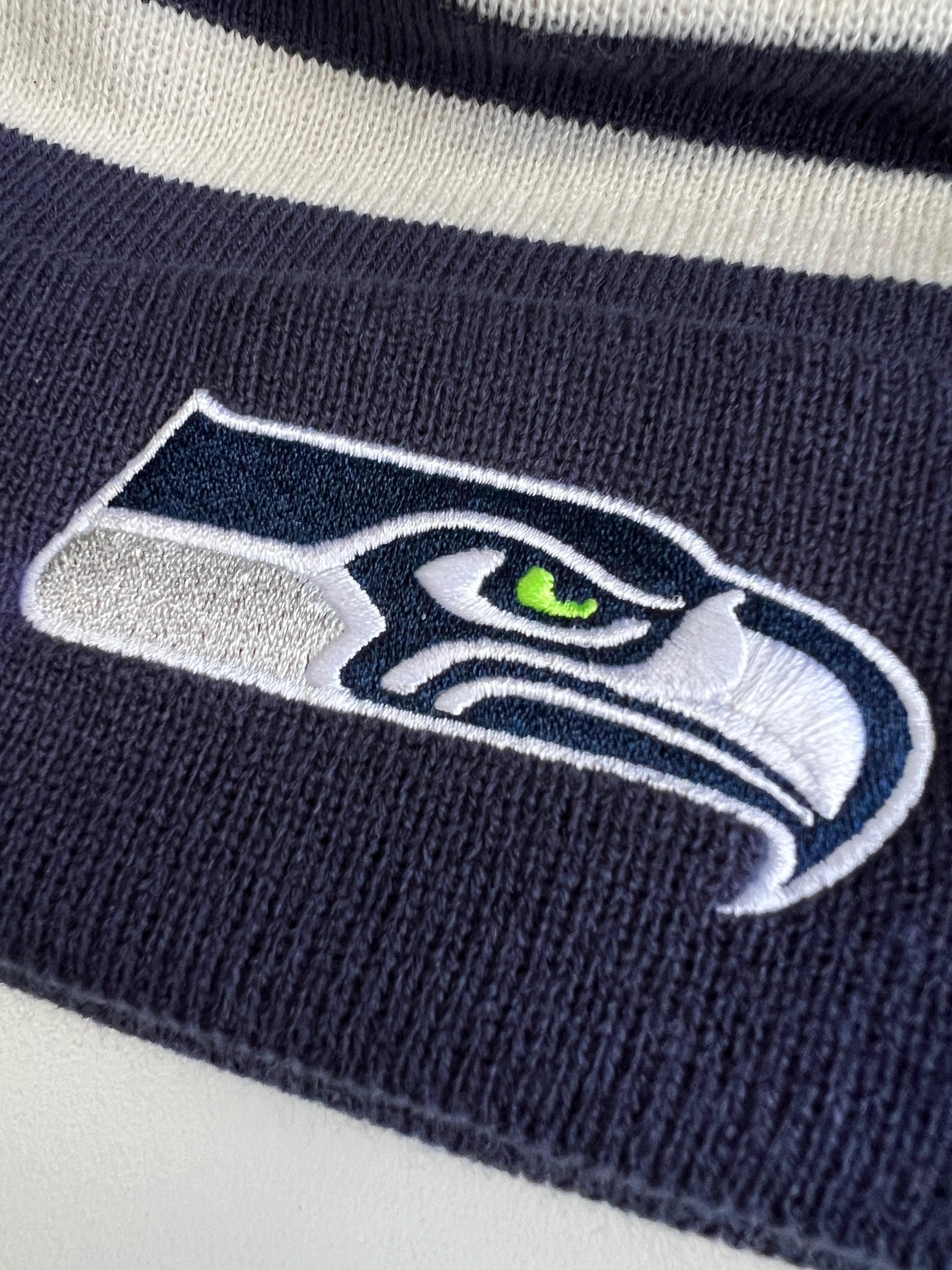 New Era Beanies Seattle Seahawks New Era NFL Ivory Stripe Knit Beanie - Navy