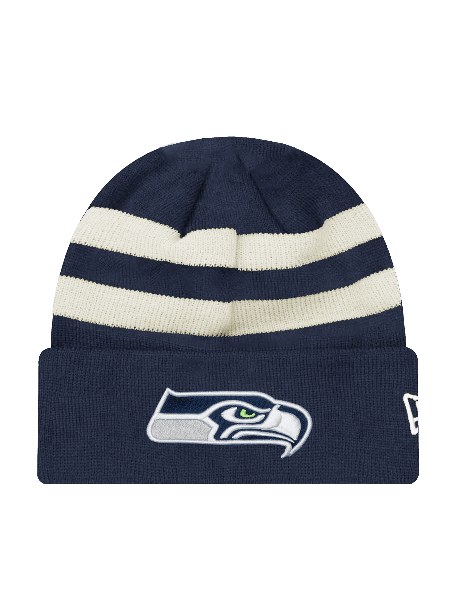 New Era Beanies Seattle Seahawks New Era NFL Ivory Stripe Knit Beanie - Navy