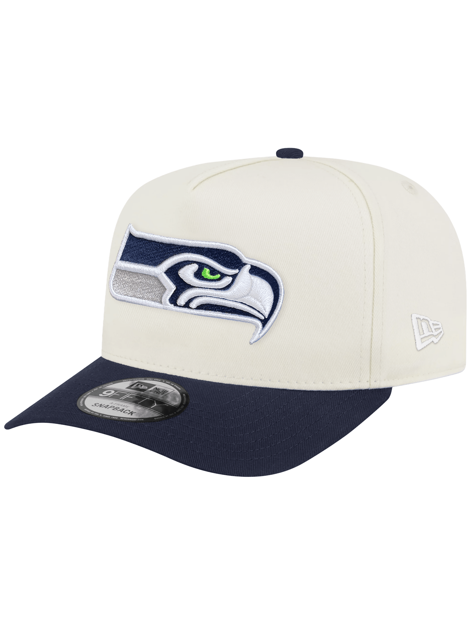 New Era Caps Seattle Seahawks New Era NFL Team 2T 9FIFTY A-Frame Pre-Curved Snapback Hat - Chrome