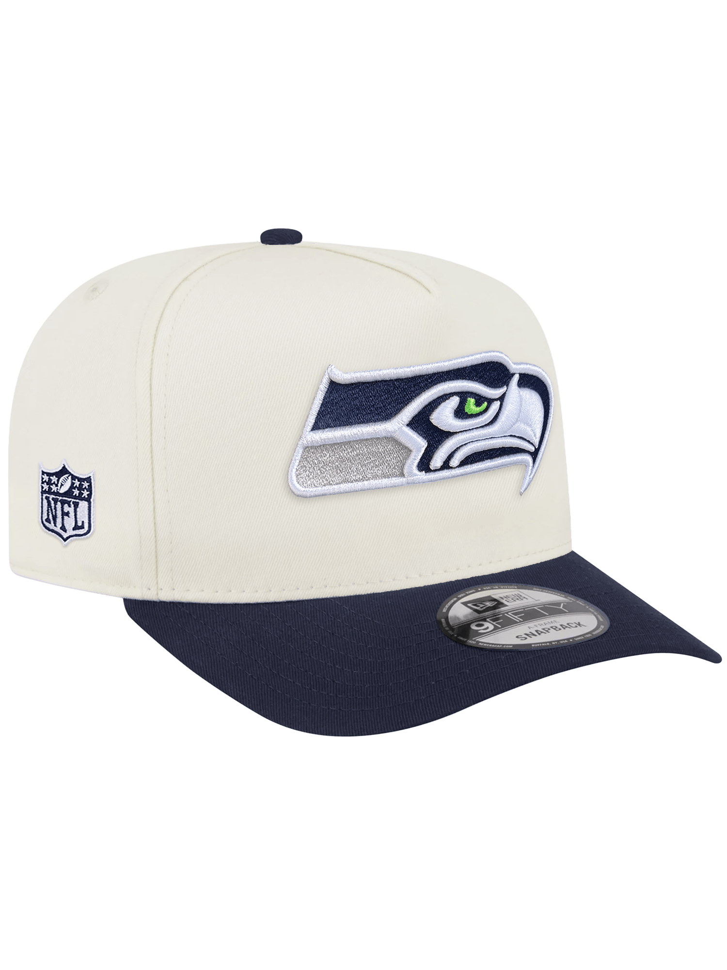 New Era Caps Seattle Seahawks New Era NFL Team 2T 9FIFTY A-Frame Pre-Curved Snapback Hat - Chrome