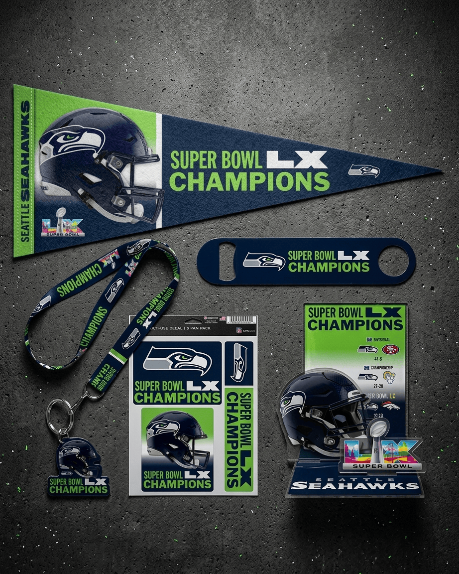 US Sports HQ Bundles Seattle Seahawks Wincraft NFL Super Bowl LX Champs Accessories Bundle
