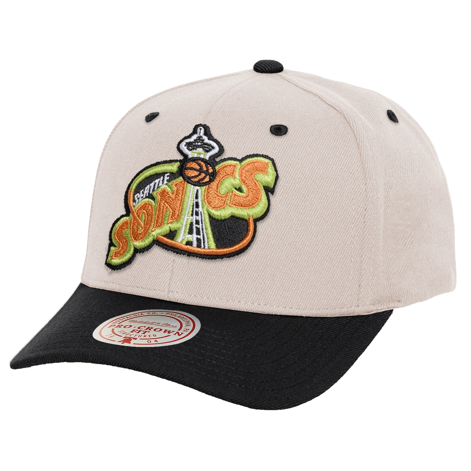Mitchell And Ness Caps Seattle Supersonics Mitchell & Ness NBA Basketball Pro Crown Snapback Hat - Bone