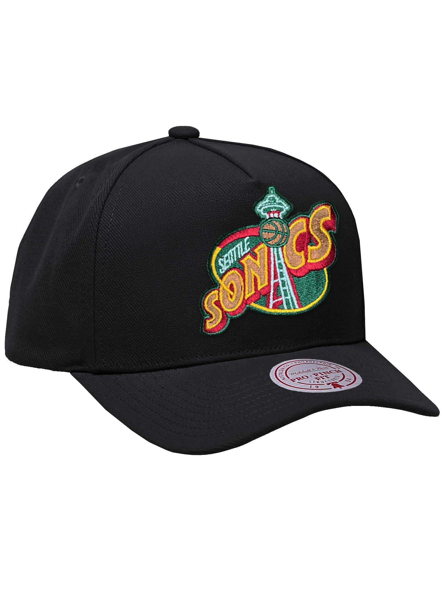 Mitchell And Ness Caps Seattle Supersonics Mitchell & Ness NBA HWC Pro Pinch Snapback Hat - Black