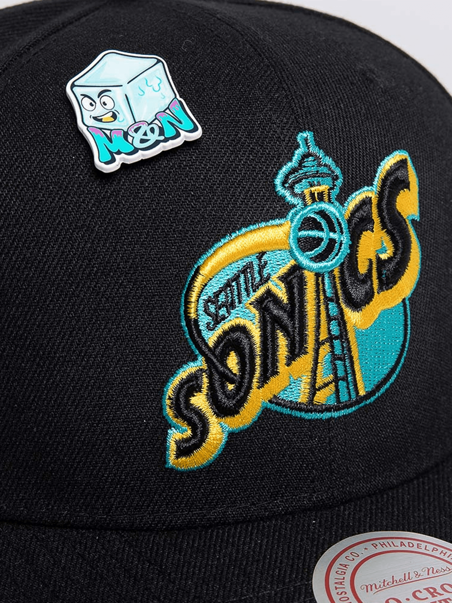 Mitchell And Ness Caps Seattle Supersonics Mitchell & Ness NBA Ice Cold Pro Crown Snapback Hat - Black