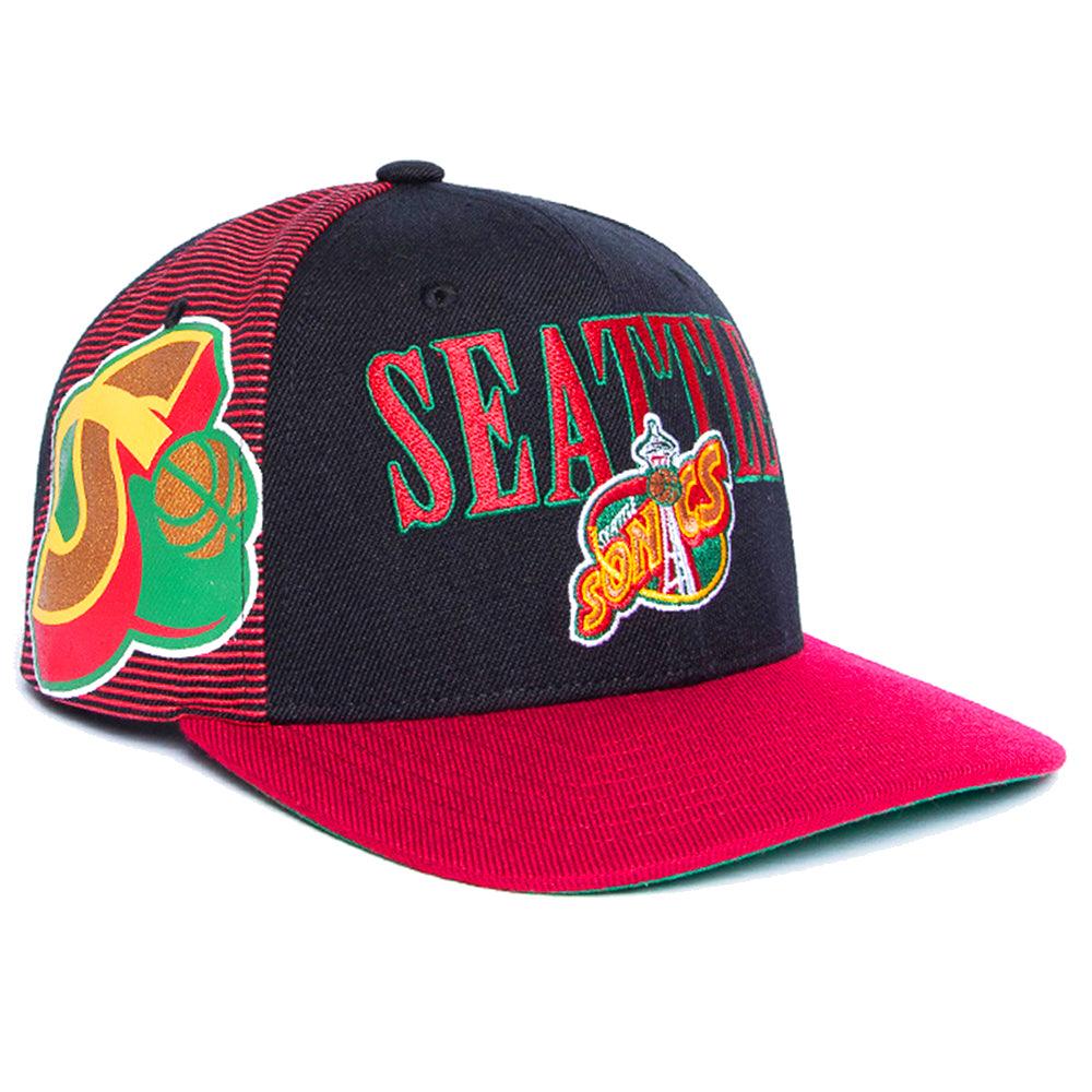 Mitchell And Ness Caps Seattle Supersonics Mitchell & Ness NBA Side Swipe OG Snapback Hat - Black