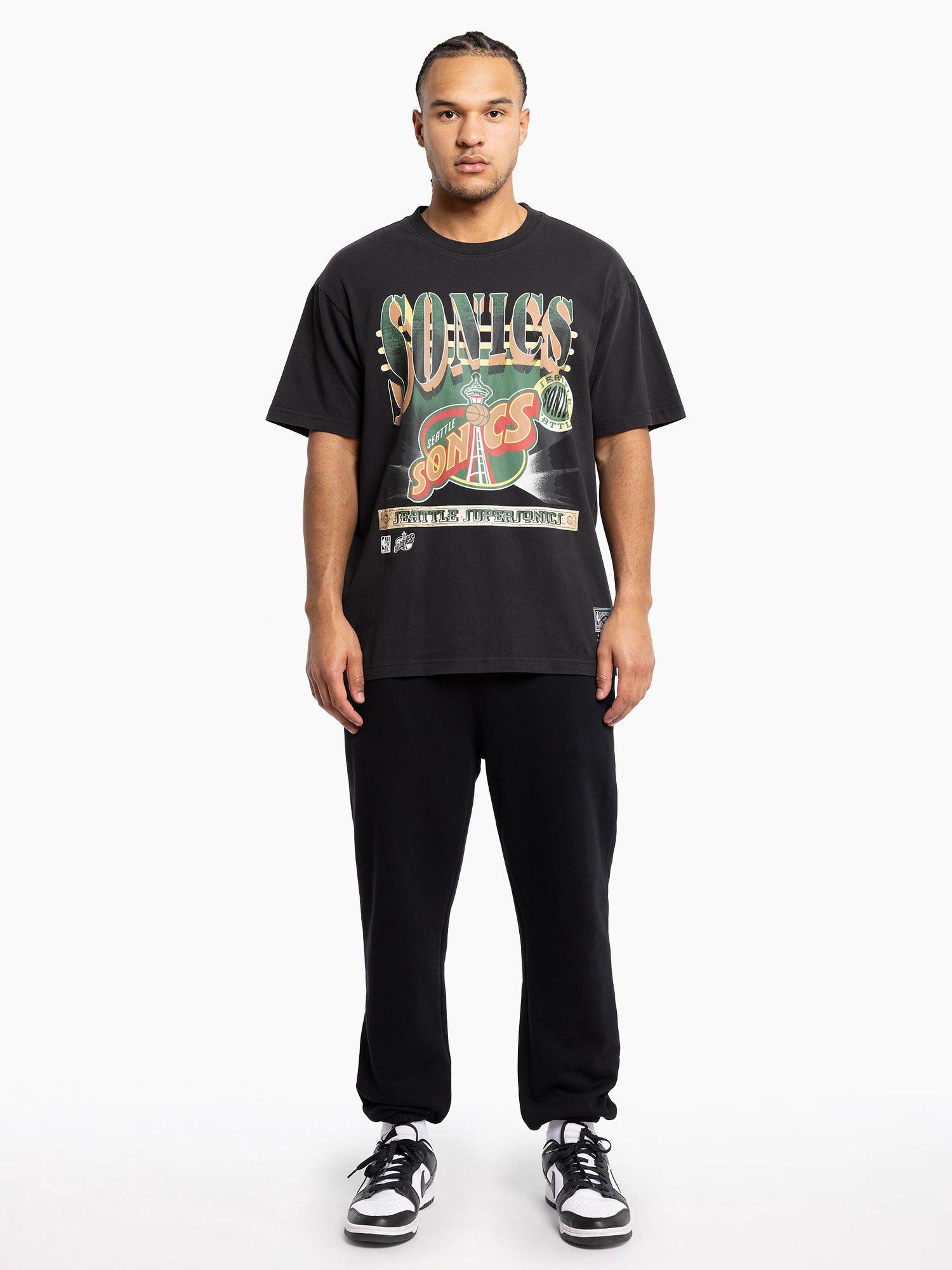 Mitchell And Ness T-Shirts Seattle Supersonics Mitchell & Ness NBA Spotlight Vintage T-Shirt - Faded Black