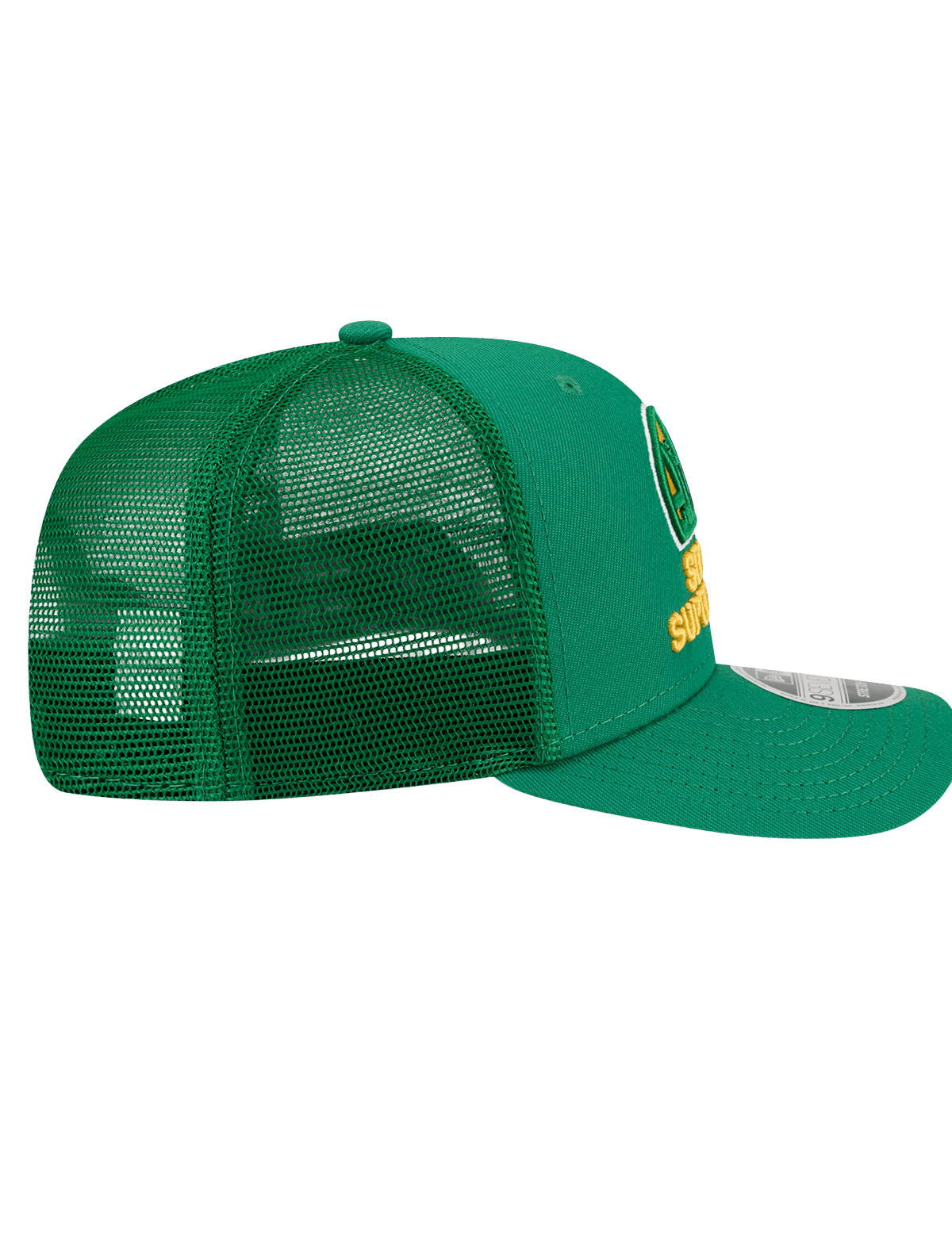 New Era Caps Seattle Supersonics New Era NBA HWC 9SEVENTY Trucker Stretch Snapback Hat - Light Green