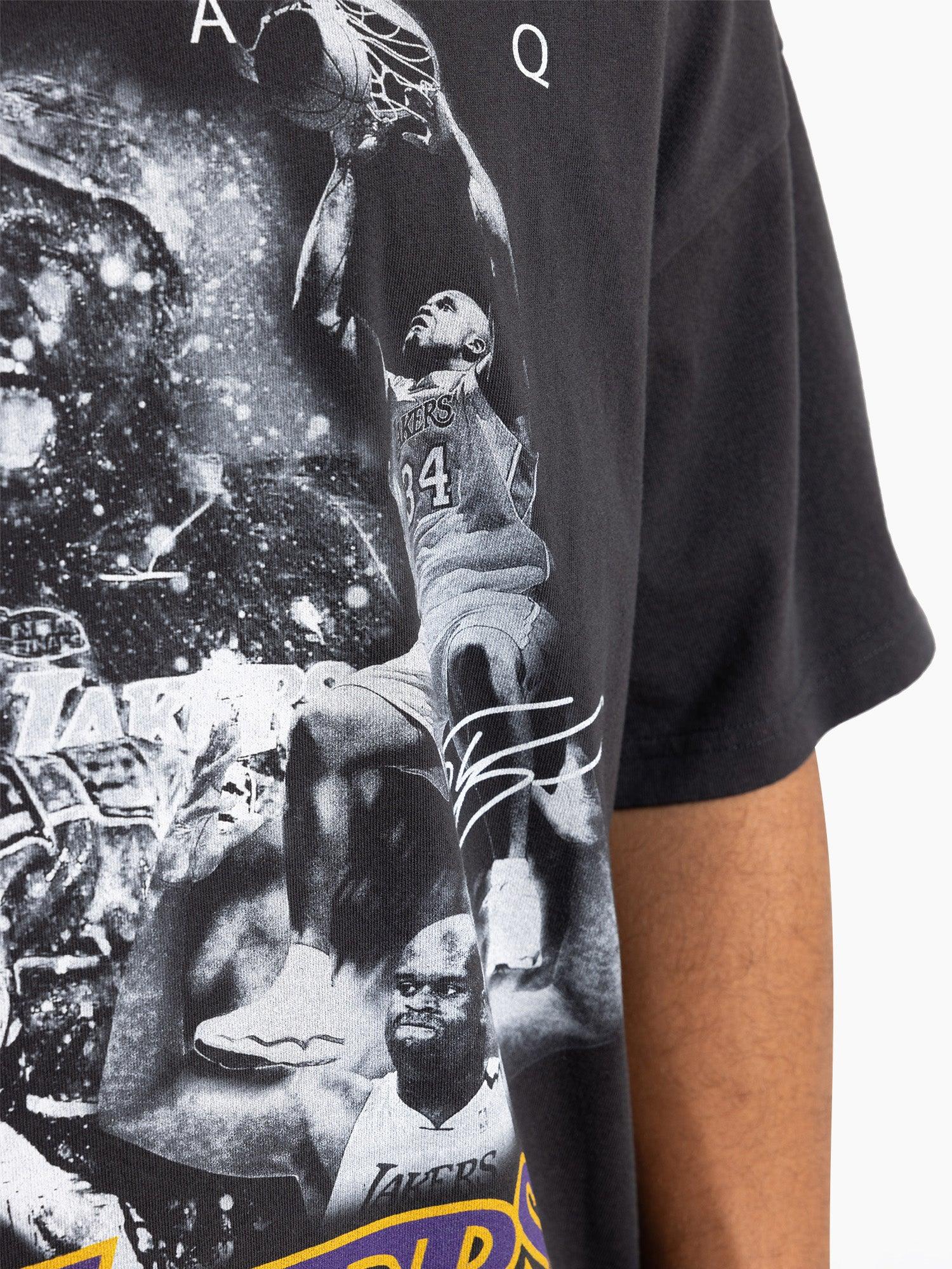 Mitchell And Ness T-Shirts Shaquille O'Neal Los Angeles Lakers Mitchell & Ness NBA Homage Vintage T-Shirt - Faded Black
