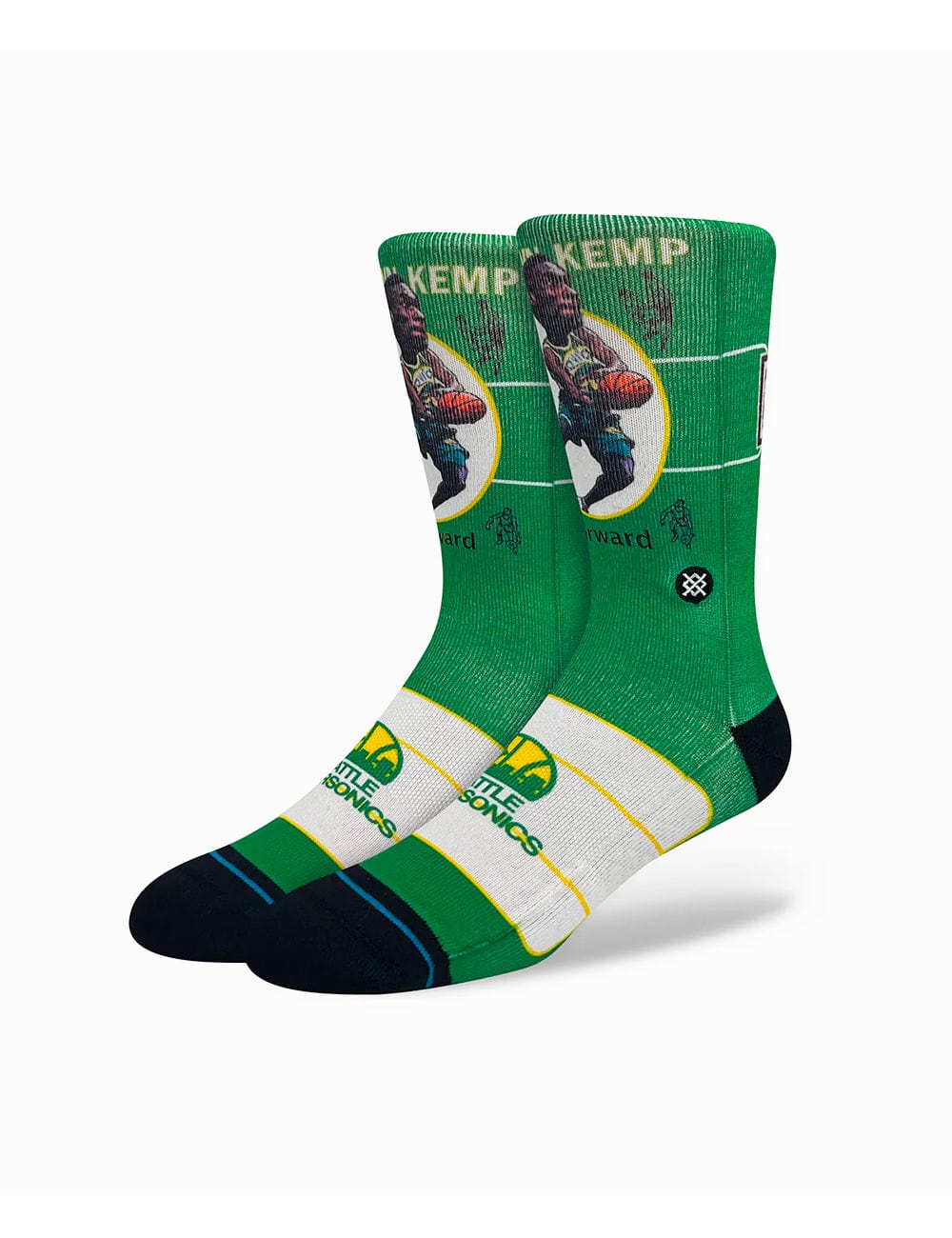 Stance Socks Large (9-12 US) Shawn Kemp Seattle Supersonics Stance NBA Retro Big Head Crew Socks