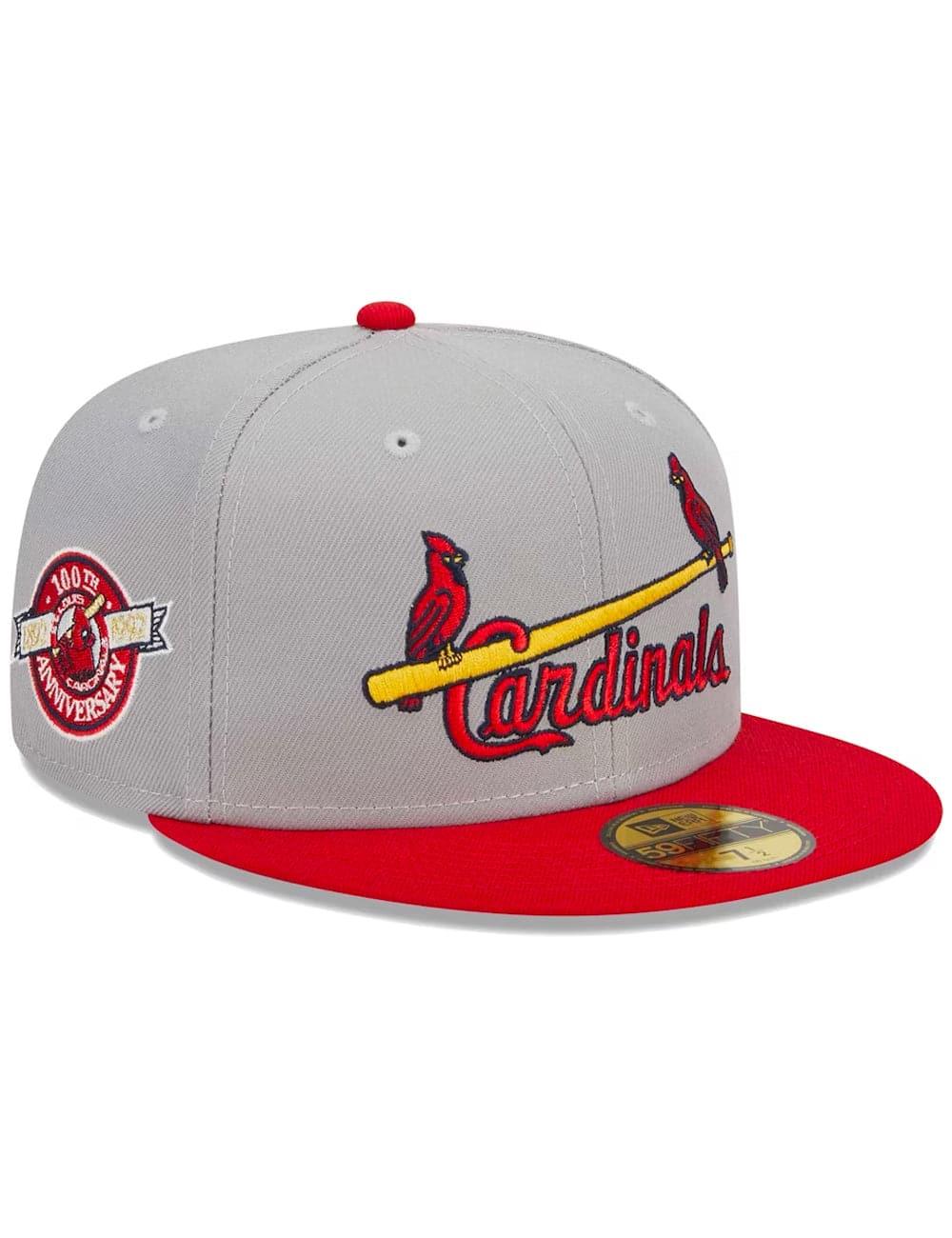 New Era Caps St Louis Cardinals New Era MLB Retro Script 59FIFTY Fitted Hat - Grey
