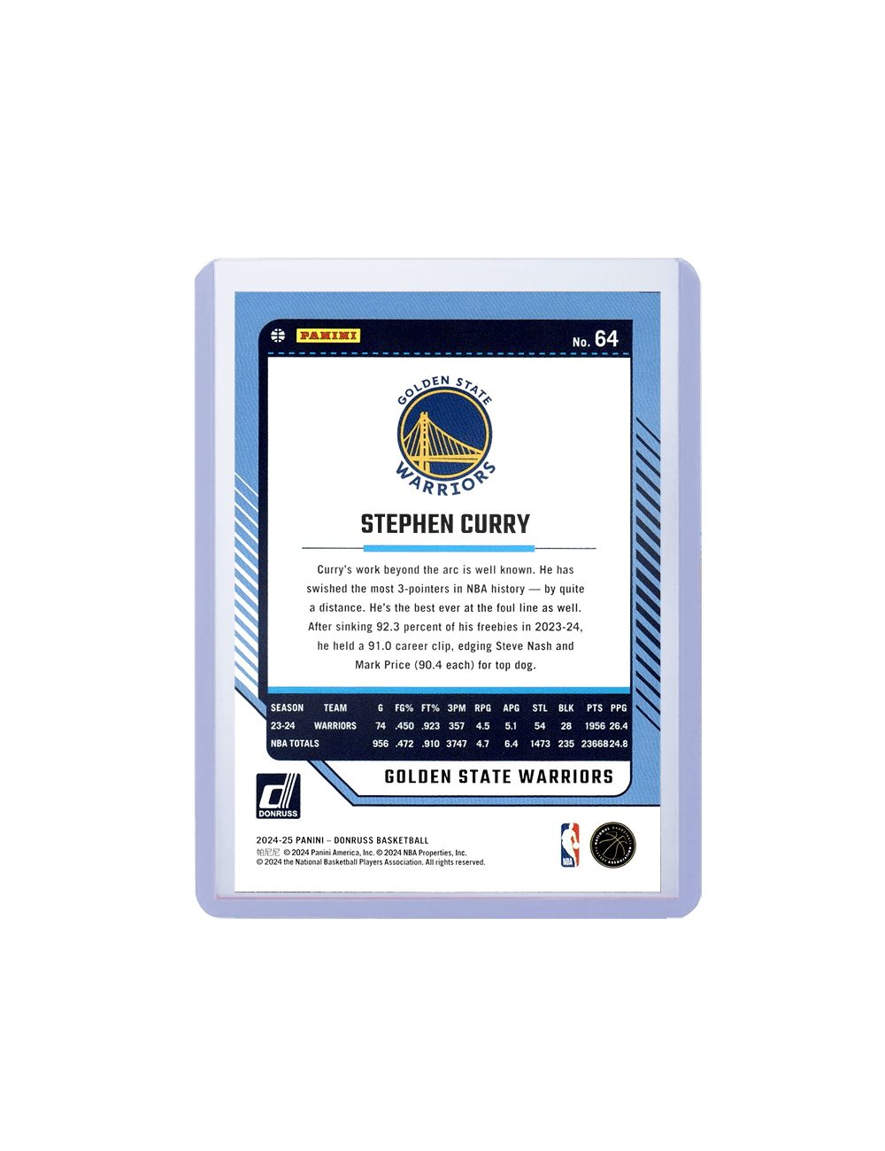 Panini Cards Steph Curry Golden State Warriors Panini NBA 24-25 Donruss Card