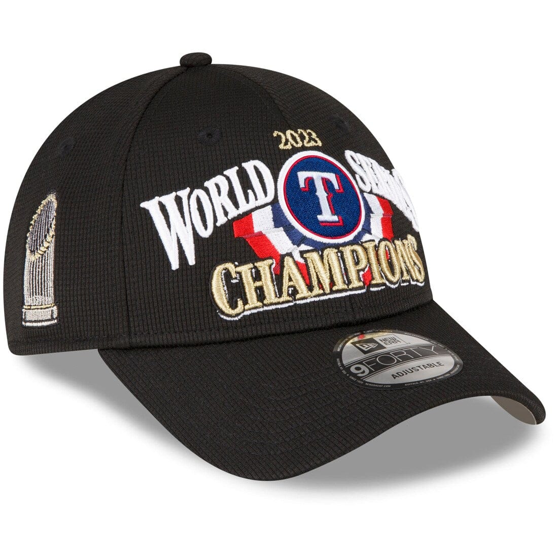 New Era Caps Texas Rangers New Era MLB 23 World Series Champs 9FORTY Snapback Hat - Black