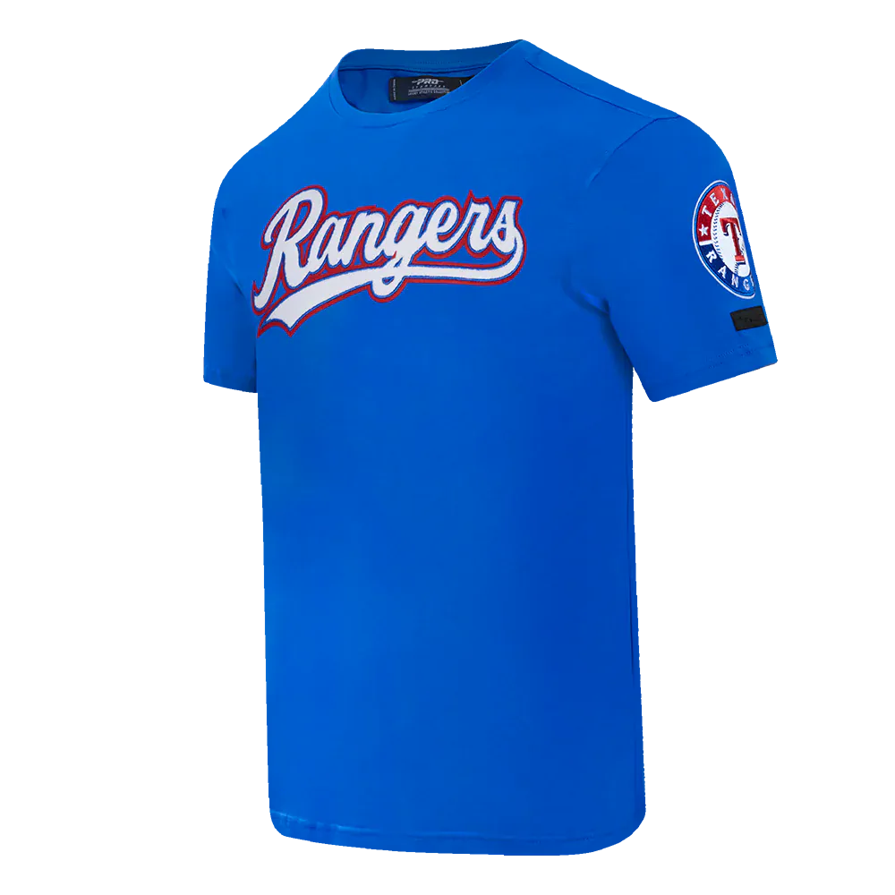 Pro Standard T-Shirts Texas Rangers Pro Standard MLB Team Chenille Flex T-Shirt - Blue