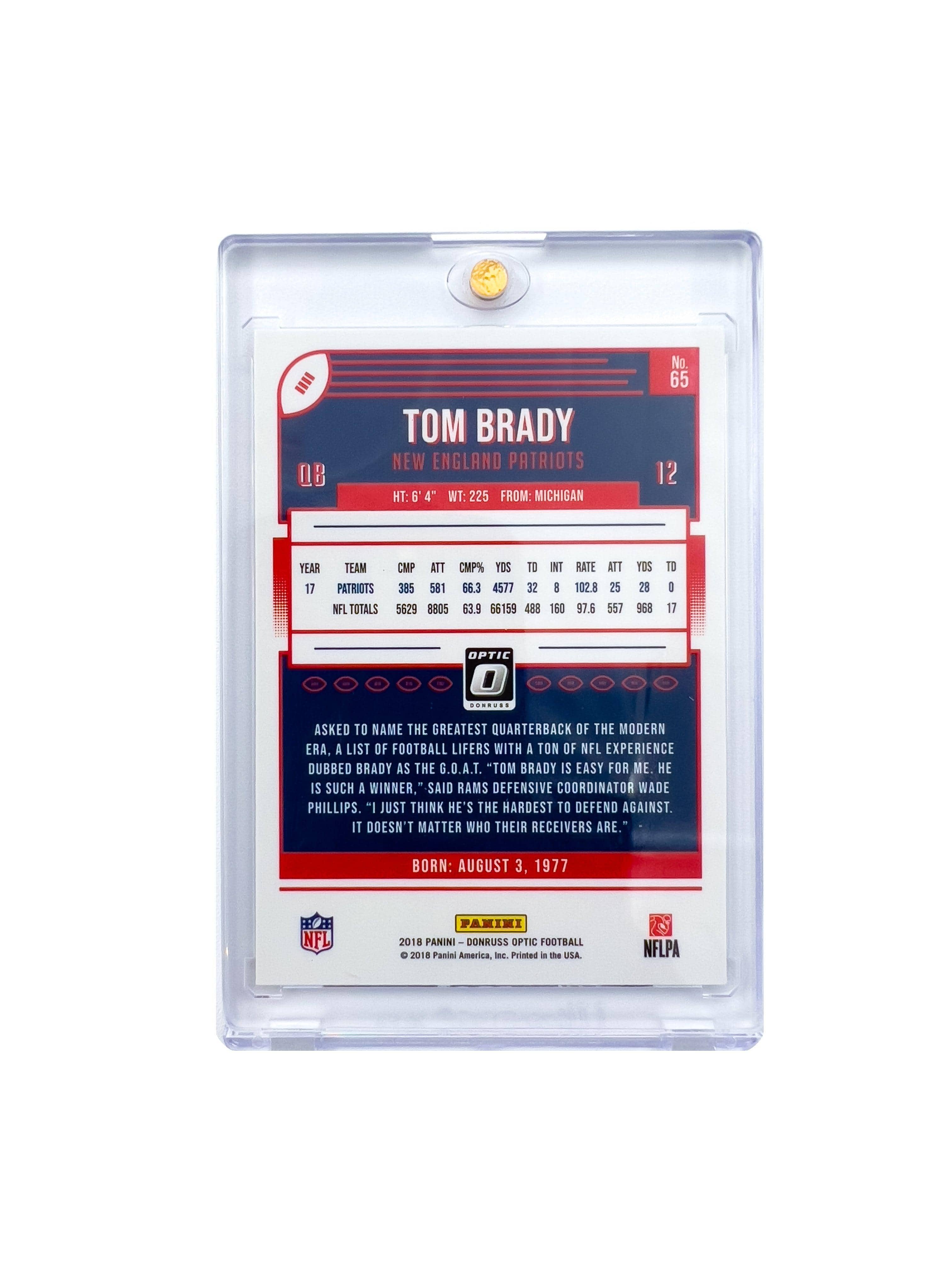 Panini Cards Tom Brady New England Patriots Panini NFL Optic 18 Base Card