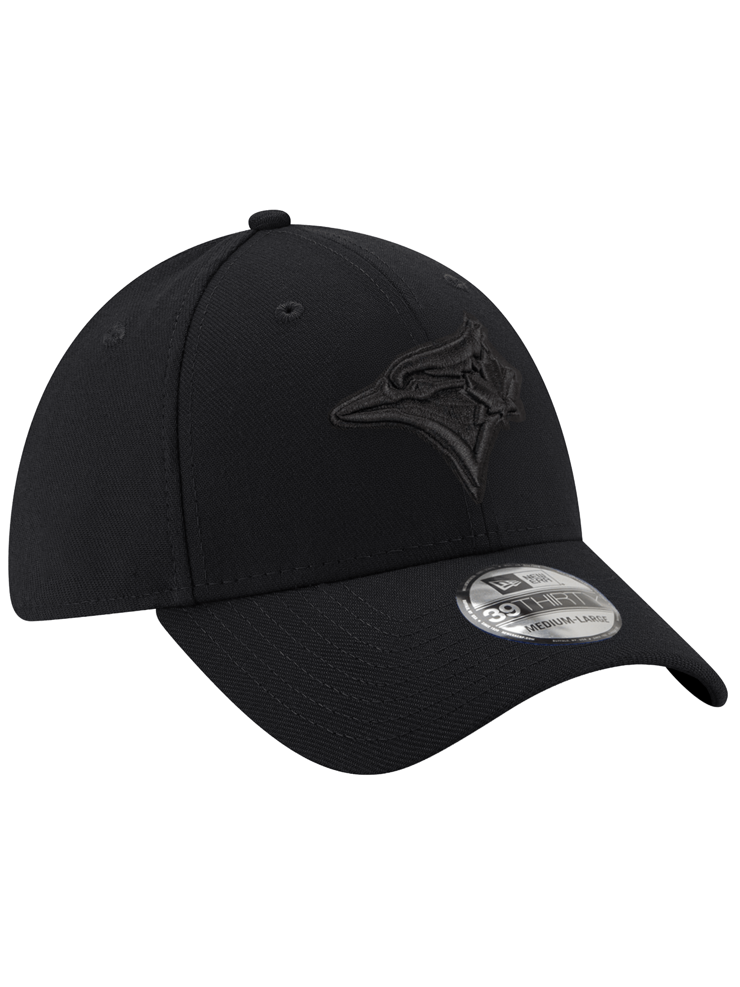New Era Caps Toronto Blue Jays New Era MLB Black On Black 39THIRTY Stretch-Fit Hat