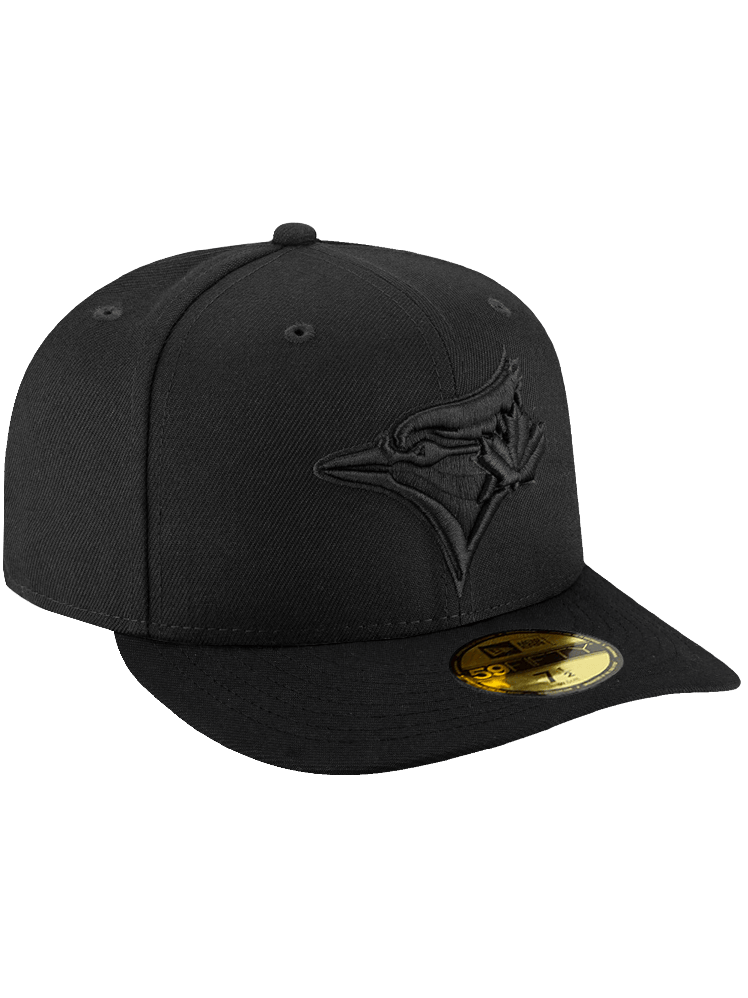 New Era Caps Toronto Blue Jays New Era MLB Black On Black 59FIFTY Pre-Curved Fitted Hat