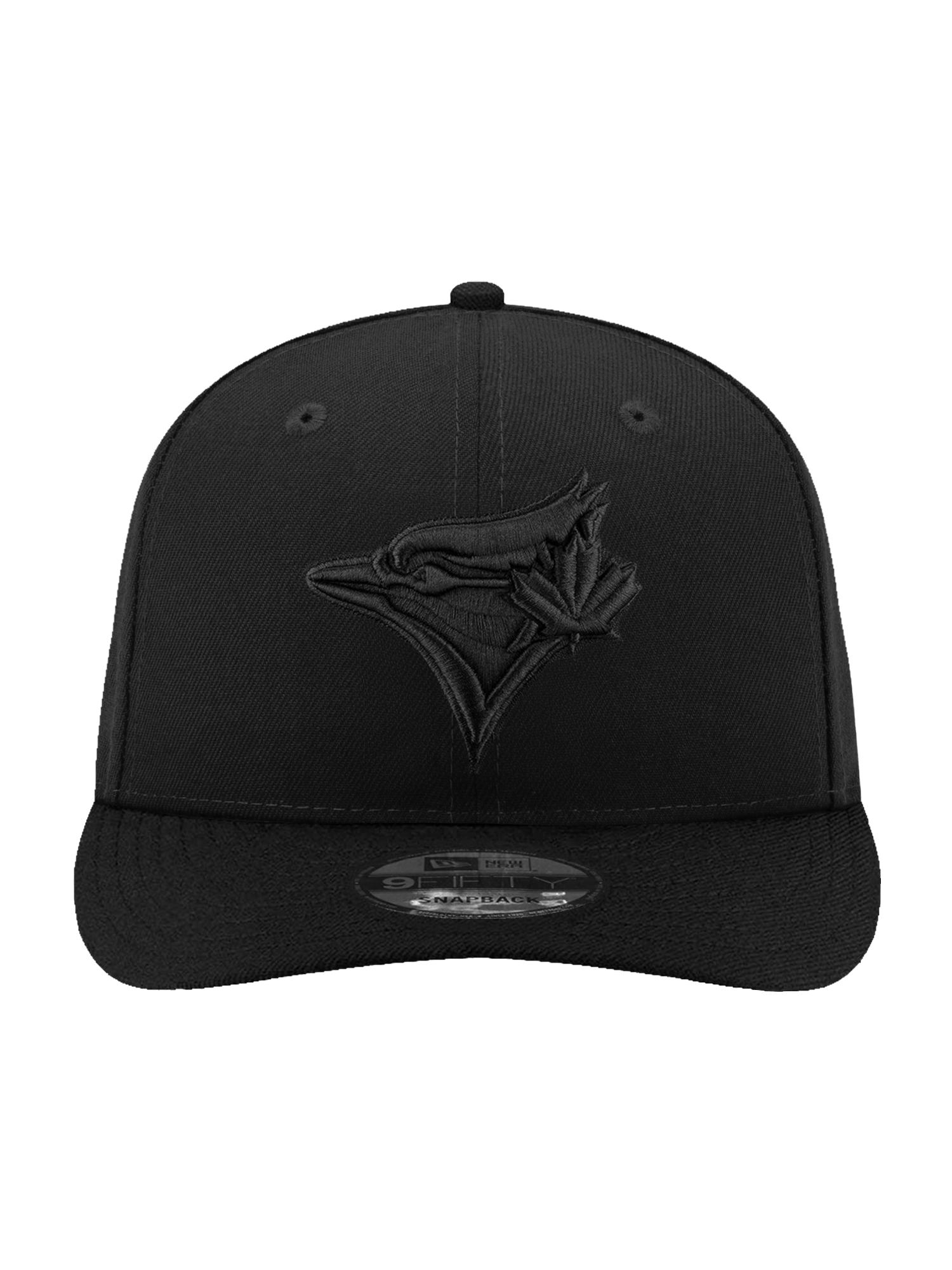 New Era Caps OSFA Toronto Blue Jays New Era MLB Black On Black 9FIFTY Pre-Curved Snapback Hat