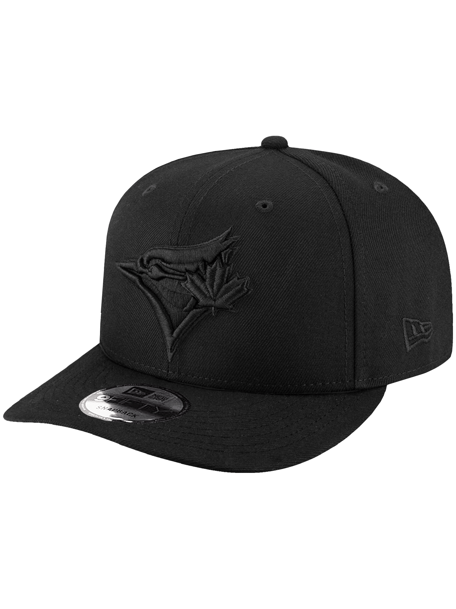 New Era Caps OSFA Toronto Blue Jays New Era MLB Black On Black 9FIFTY Pre-Curved Snapback Hat