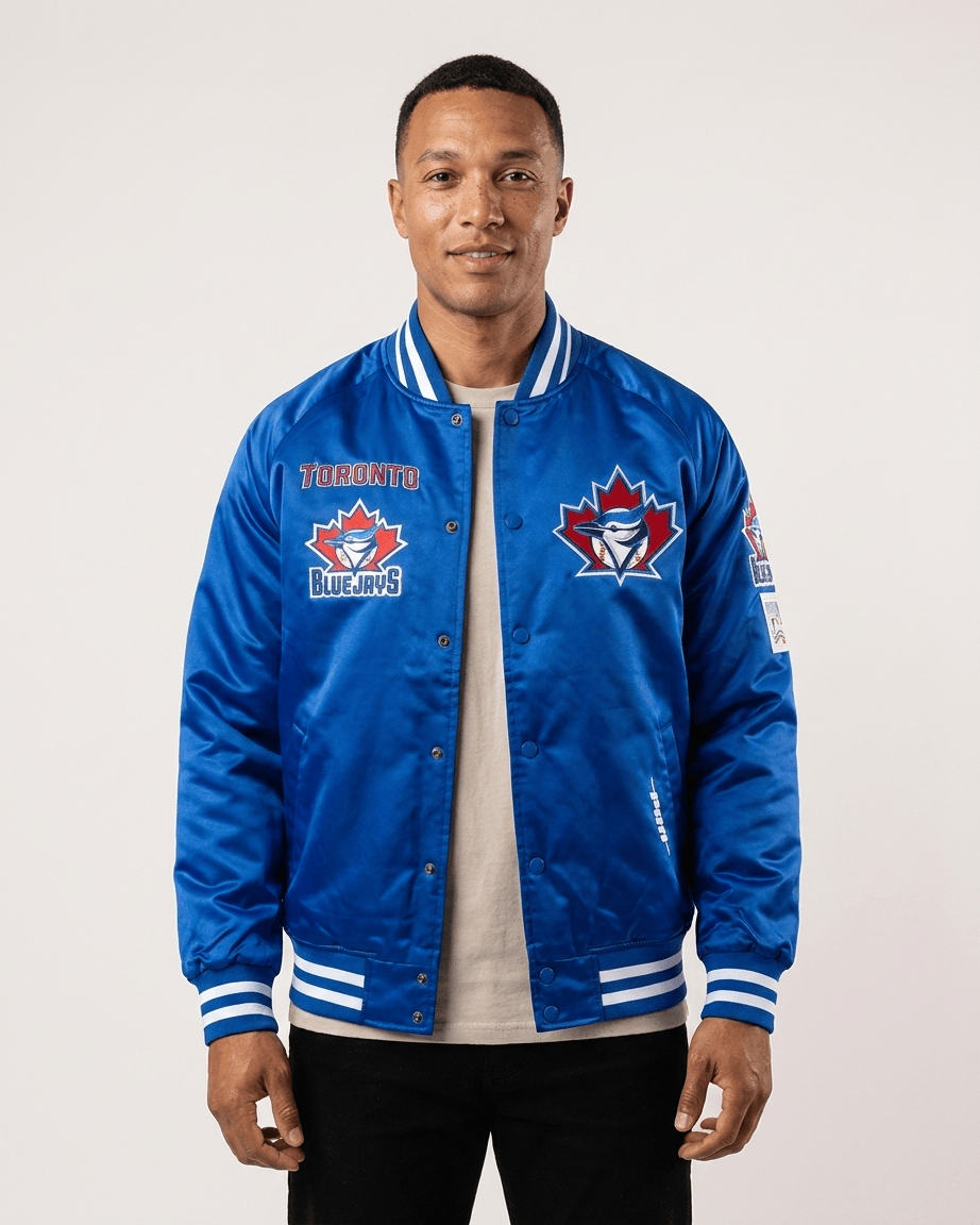 Pro Standard Jackets Toronto Blue Jays Pro Standard MLB Retro Classic Rib Satin Jacket - Blue