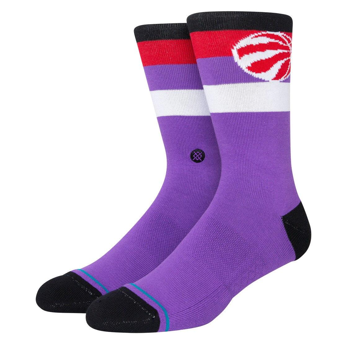 Stance Socks Large (9-12 US) Toronto Raptors Stance NBA Team Stripe Crew Socks - Purple