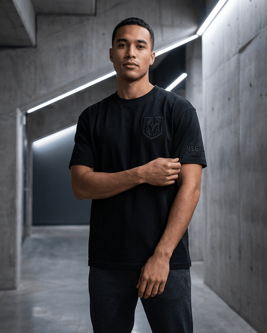 Pro Standard T-Shirts Vegas Golden Knights Pro Standard NHL Black On Black Drop Shoulder T-Shirt