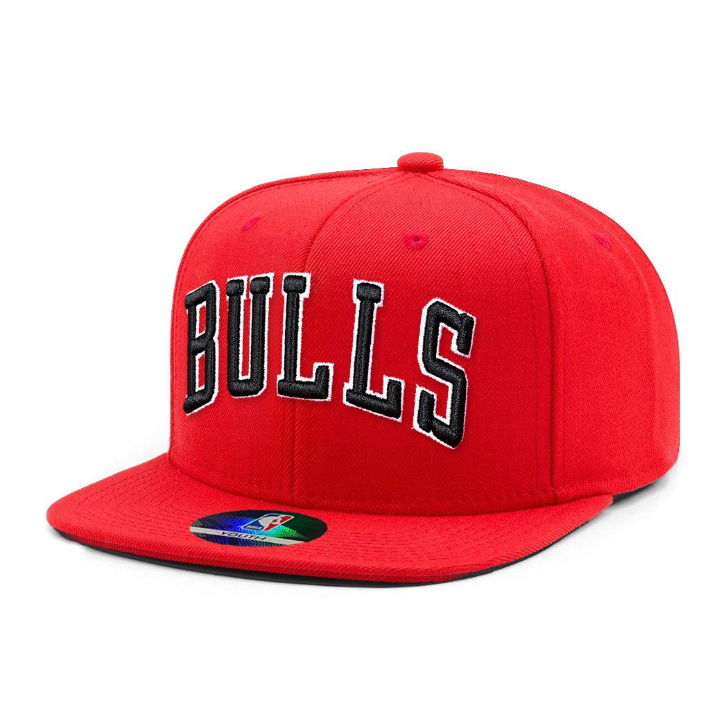 NBA Essentials Caps Youths Youths Chicago Bulls NBA Essentials Team Flat Brim Snapback Hat - Red