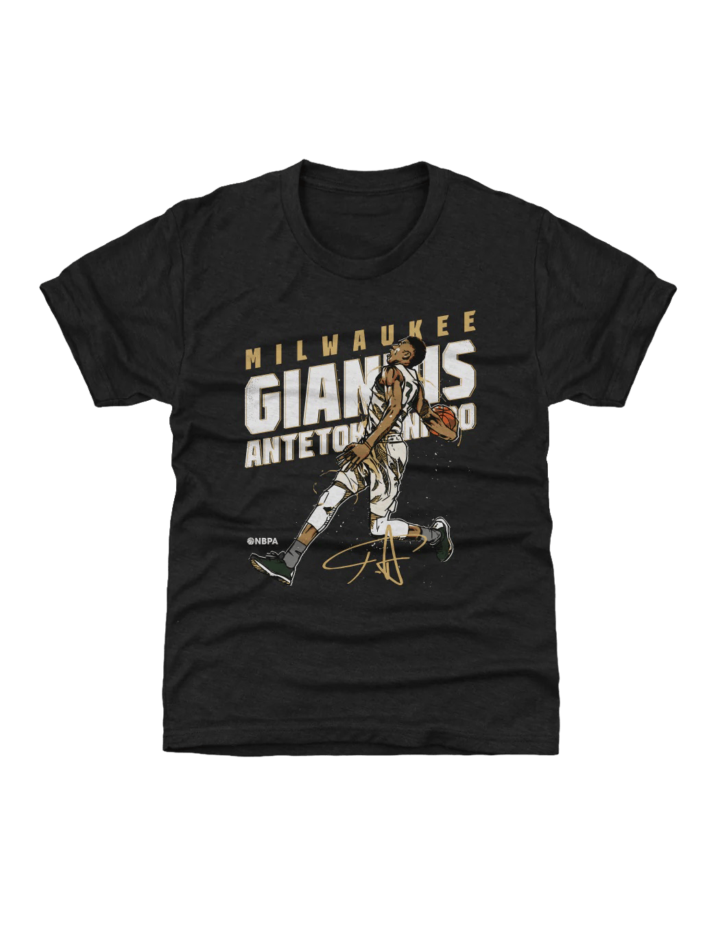 500 Level T-Shirts Youths Giannis Antetokounmpo Milwaukee Bucks 500 Level NBA Slam T-Shirt - Tri Black